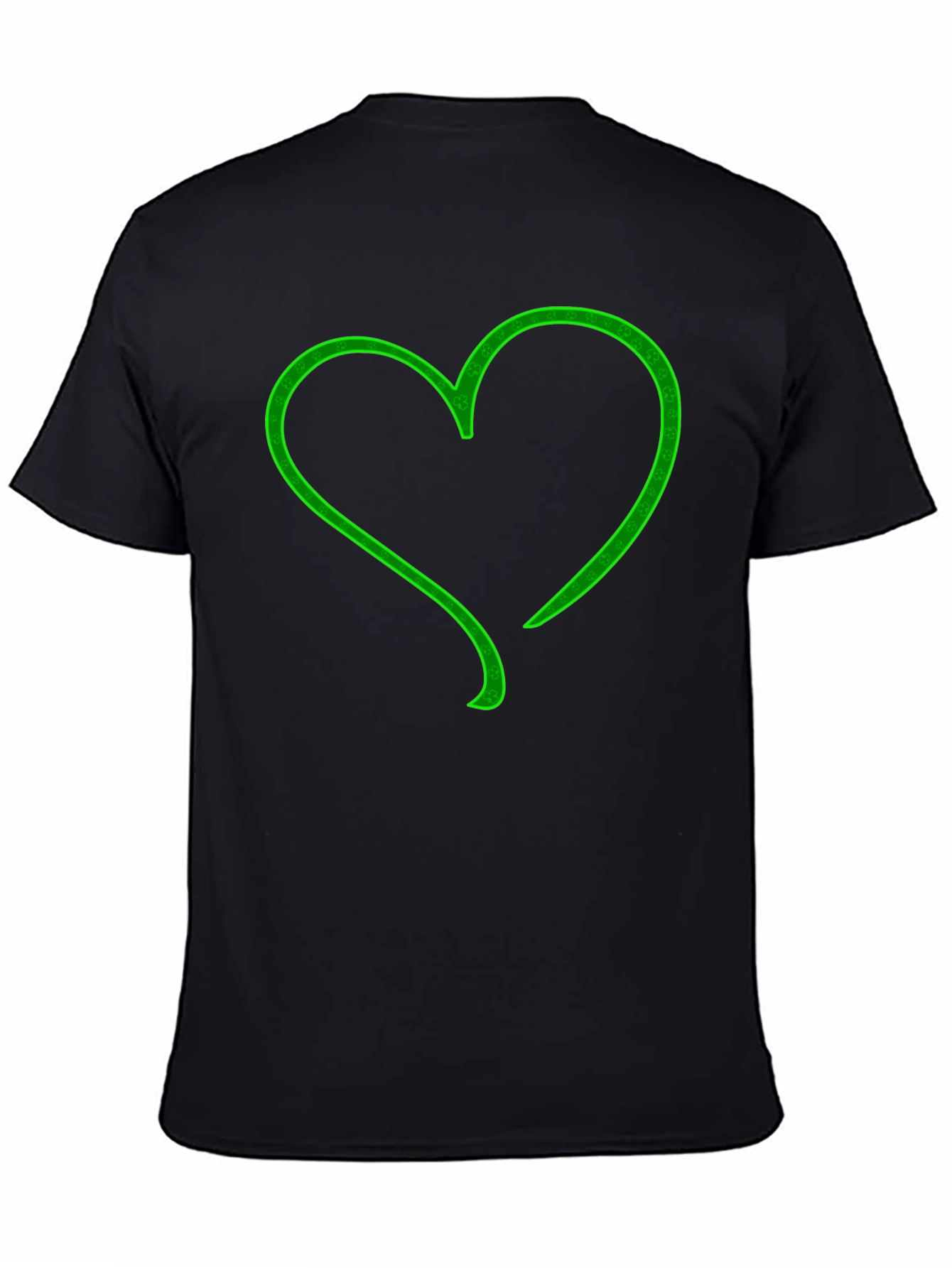 Green Heart Graphic Black T-Shirt