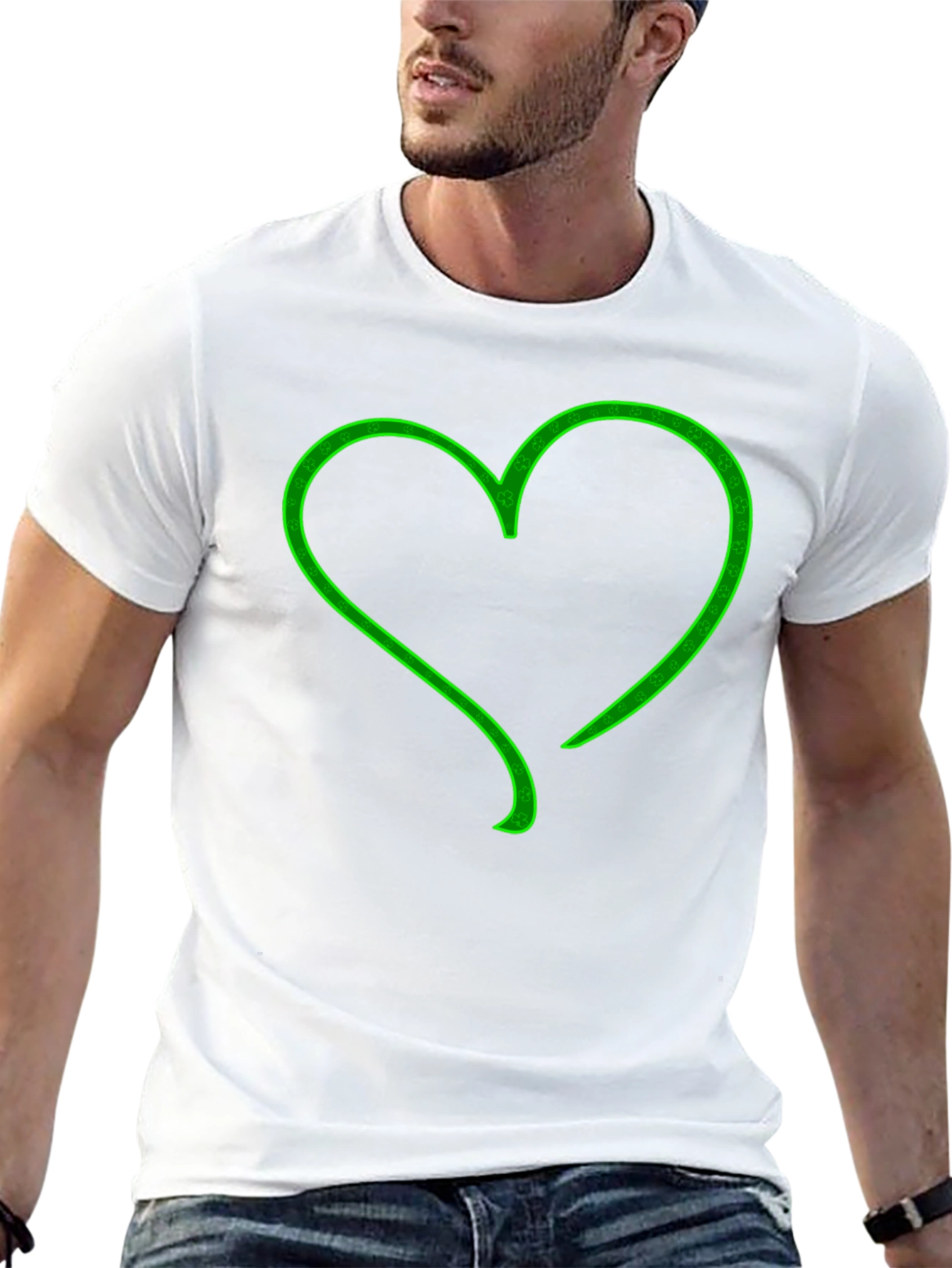 Green Heart Graphic Black T-Shirt