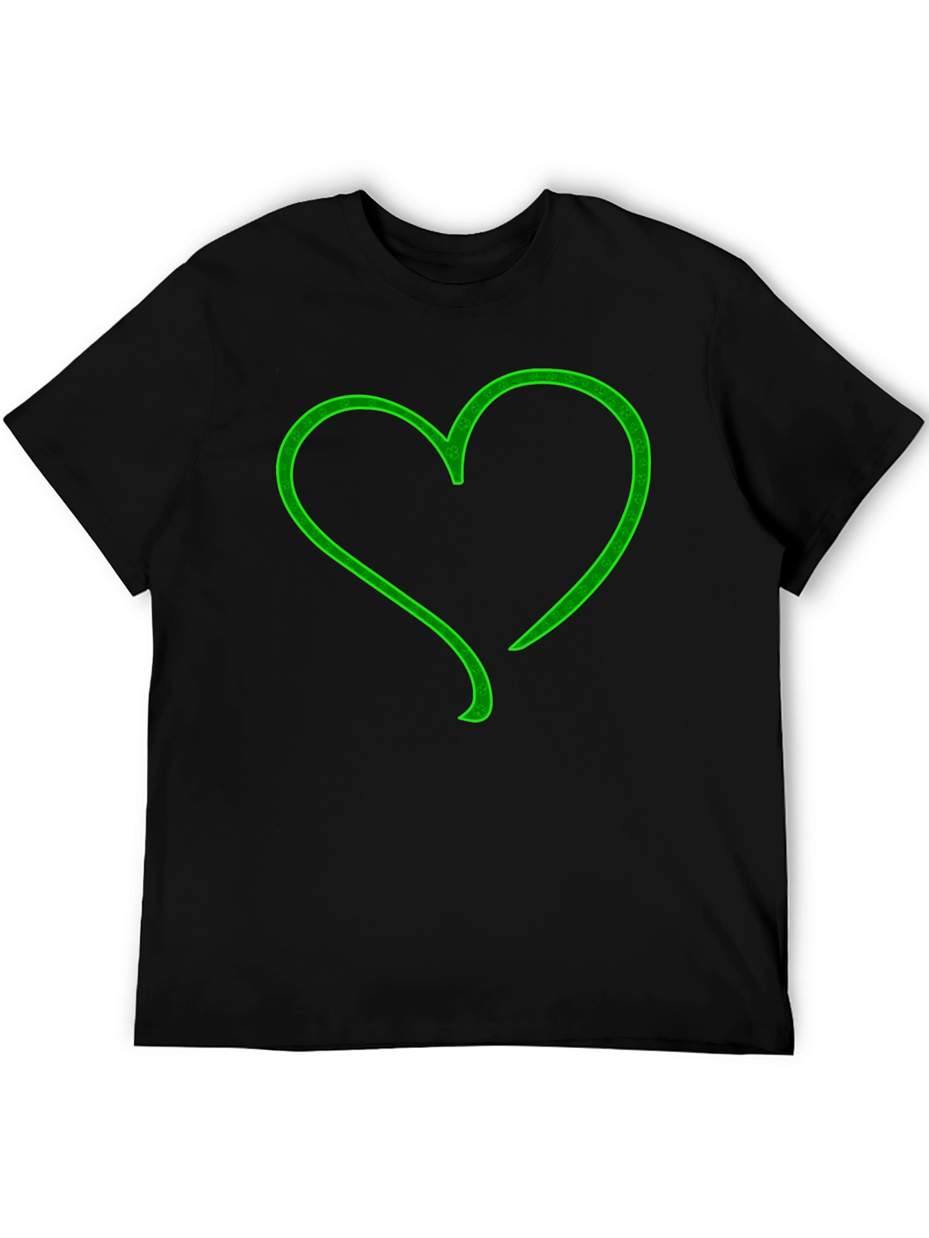 Green Heart Graphic Black T-Shirt