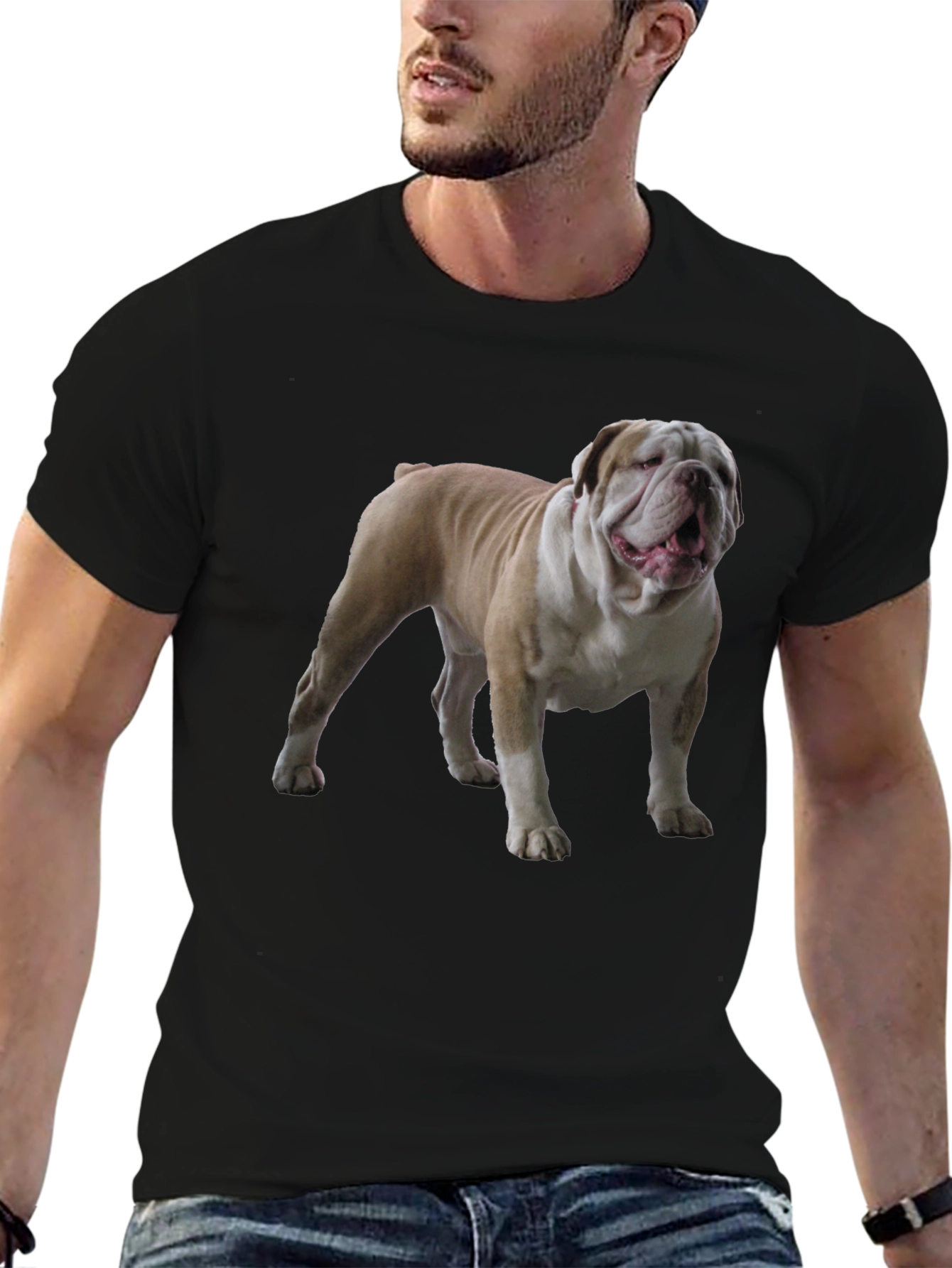 Bulldog Graphic Tee - Black Cotton T-Shirt