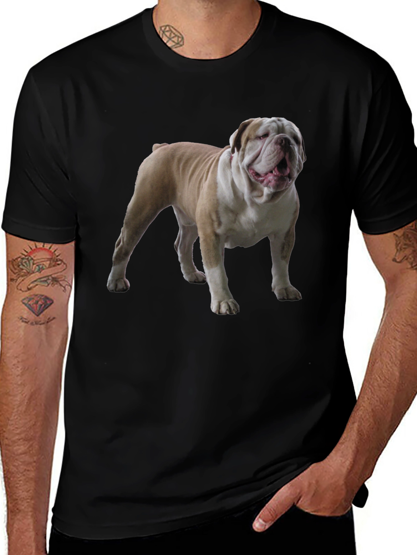 Bulldog Graphic Tee - Black Cotton T-Shirt
