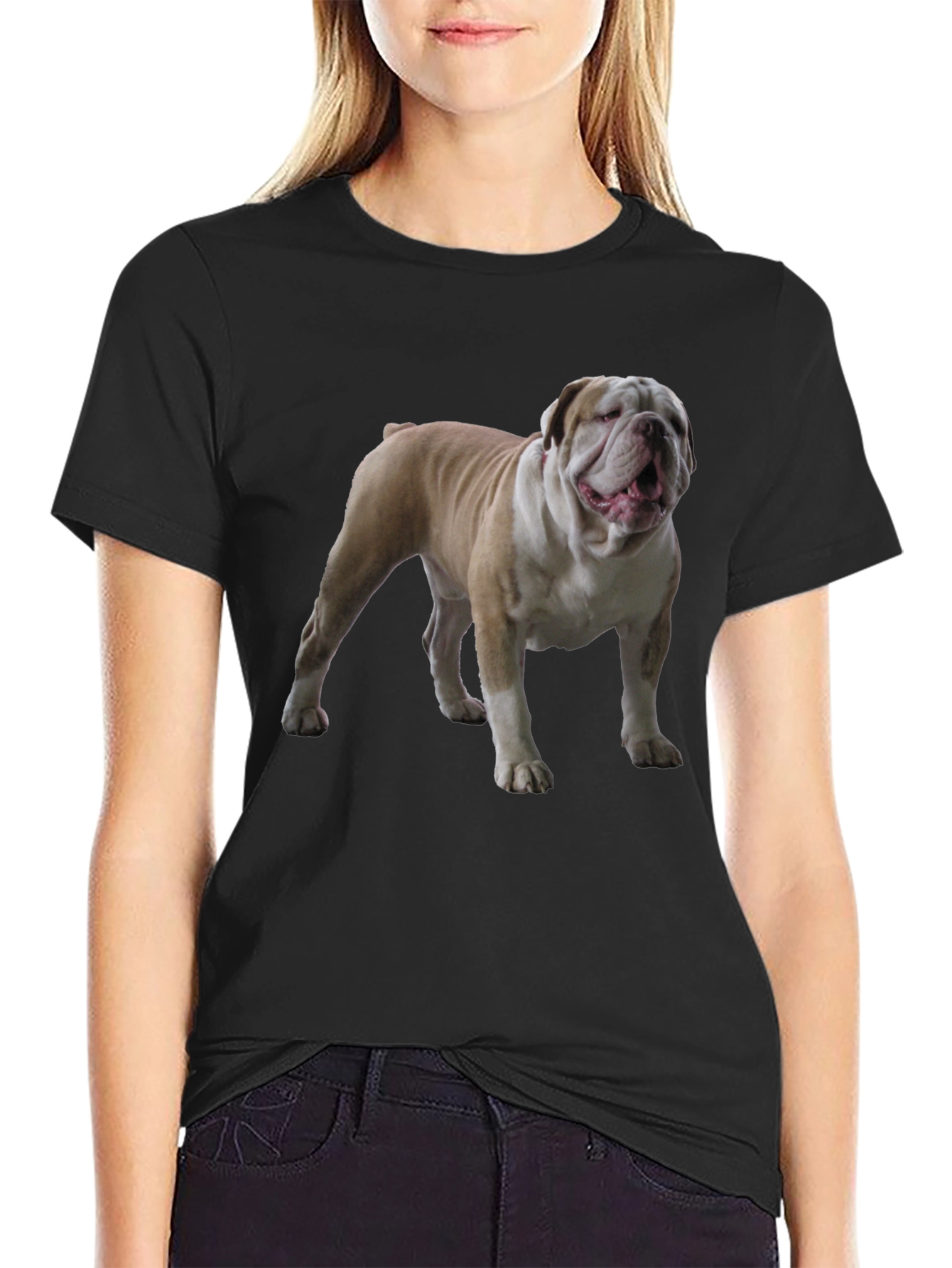 Bulldog Graphic Tee - Black Cotton T-Shirt