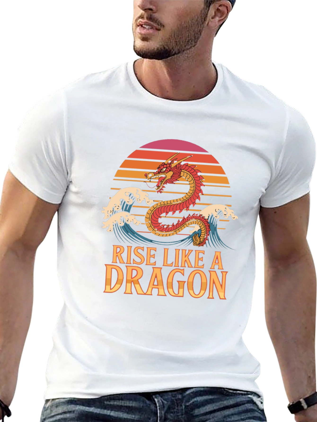 Rise Like a Dragon T-Shirt Retro Sunset Graphic Tee