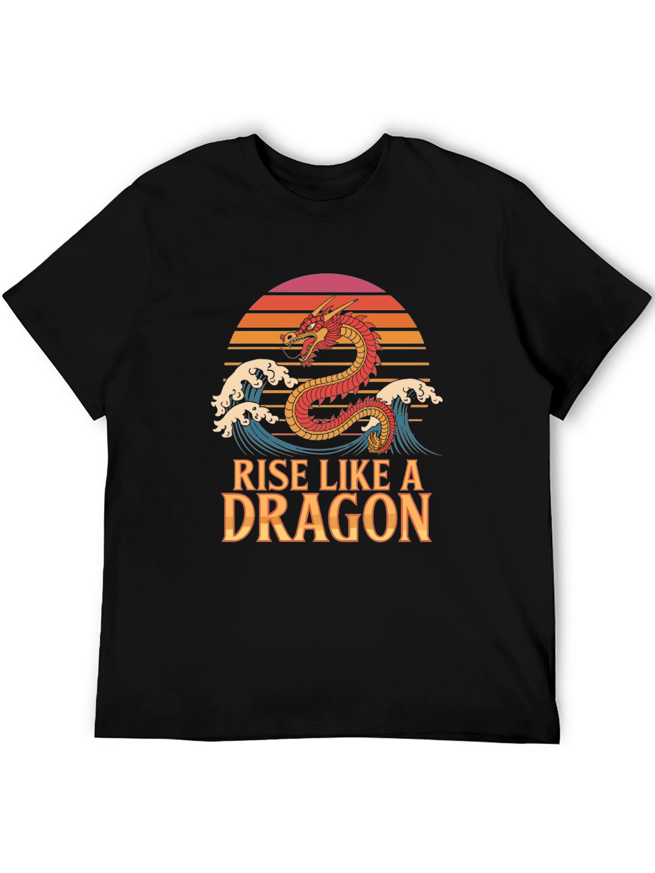 Rise Like a Dragon T-Shirt Retro Sunset Graphic Tee