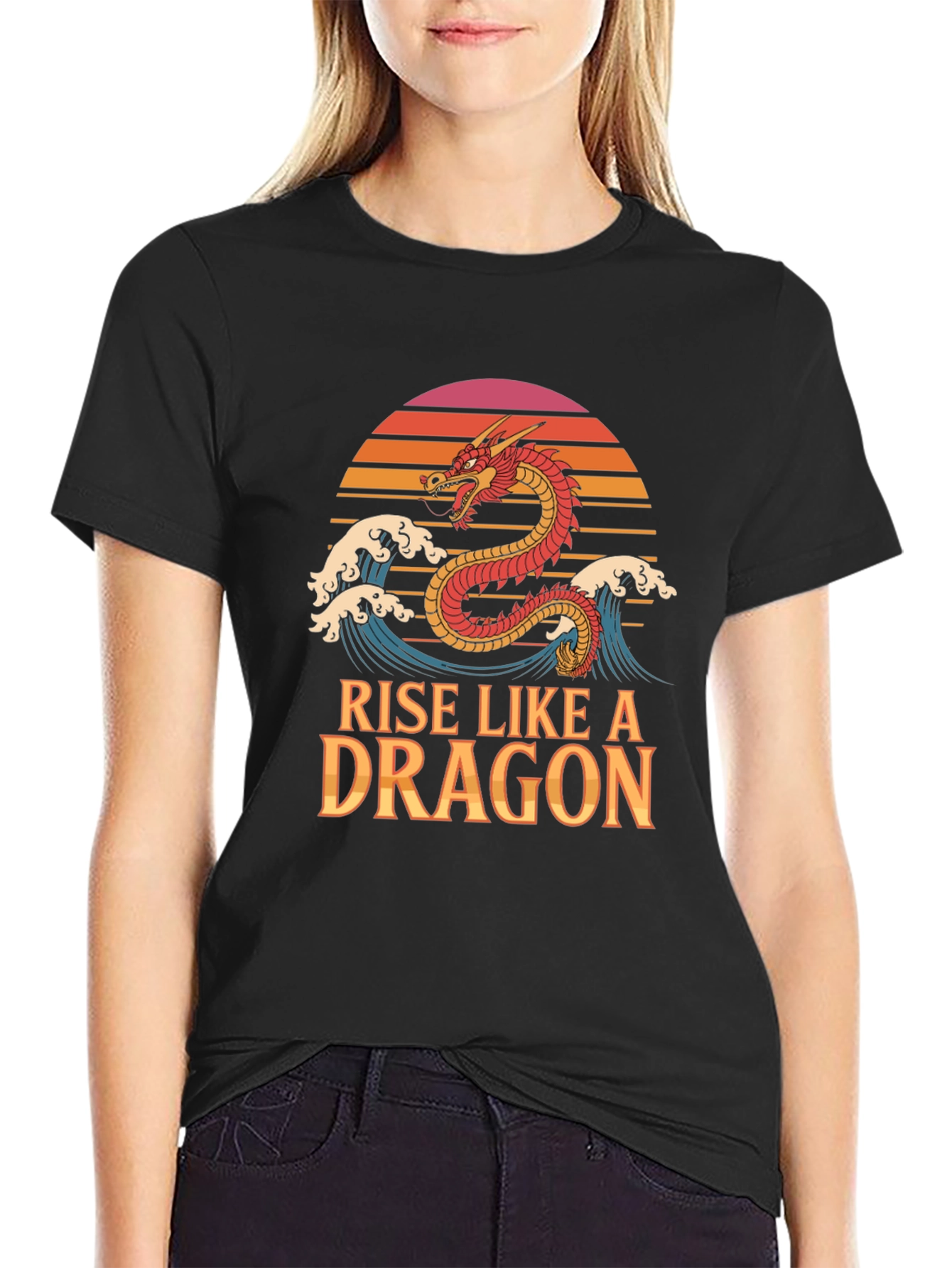 Rise Like a Dragon T-Shirt Retro Sunset Graphic Tee