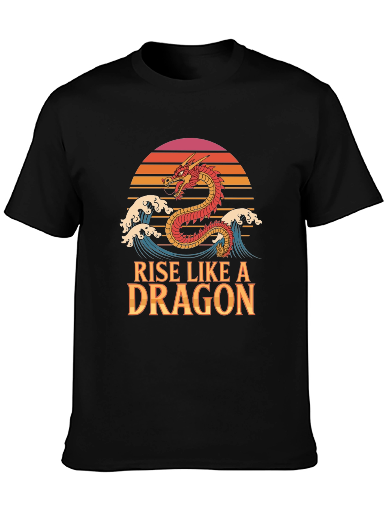 Rise Like a Dragon T-Shirt Retro Sunset Graphic Tee