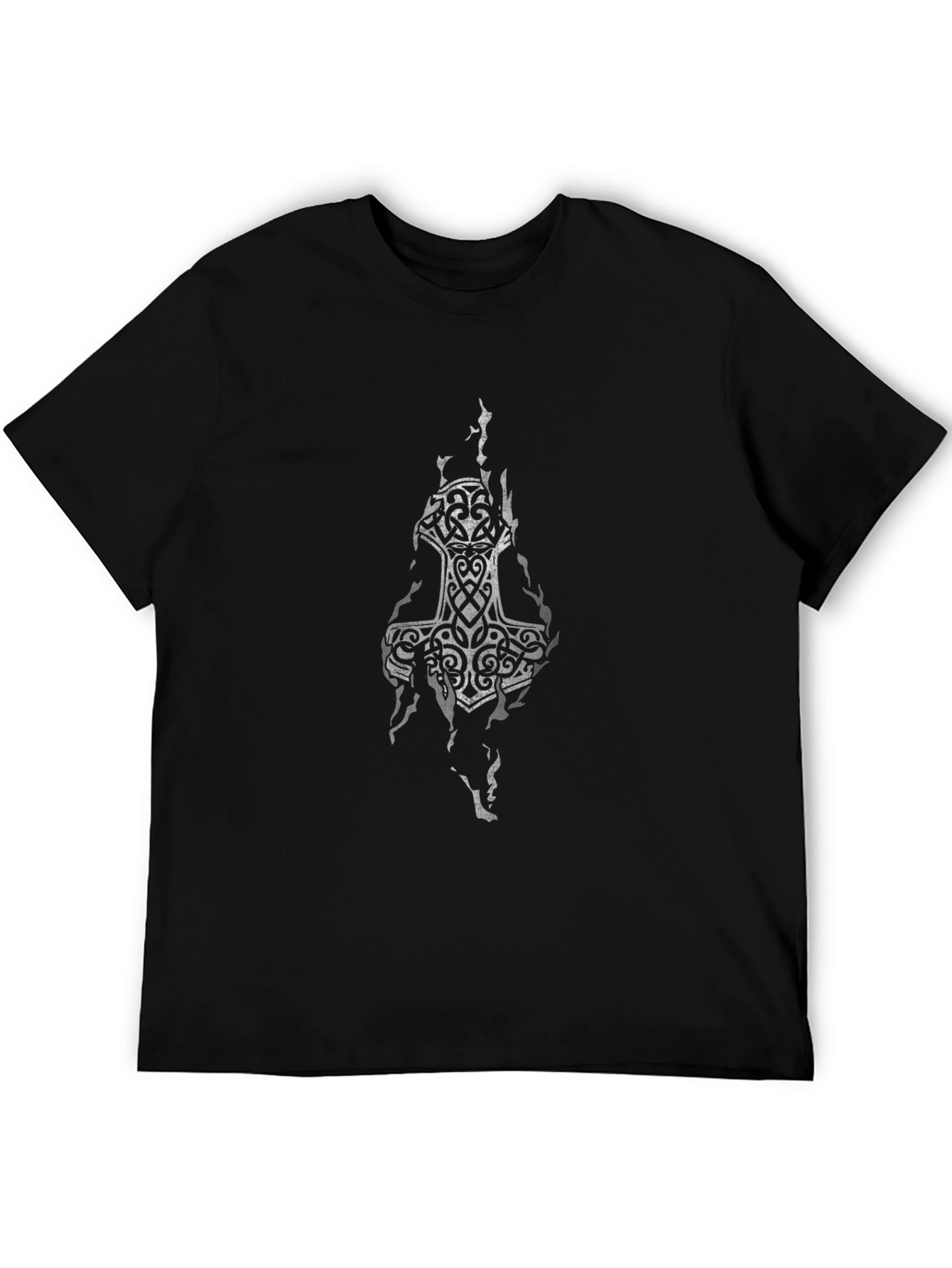Viking Hammer Graphic Black T-Shirt