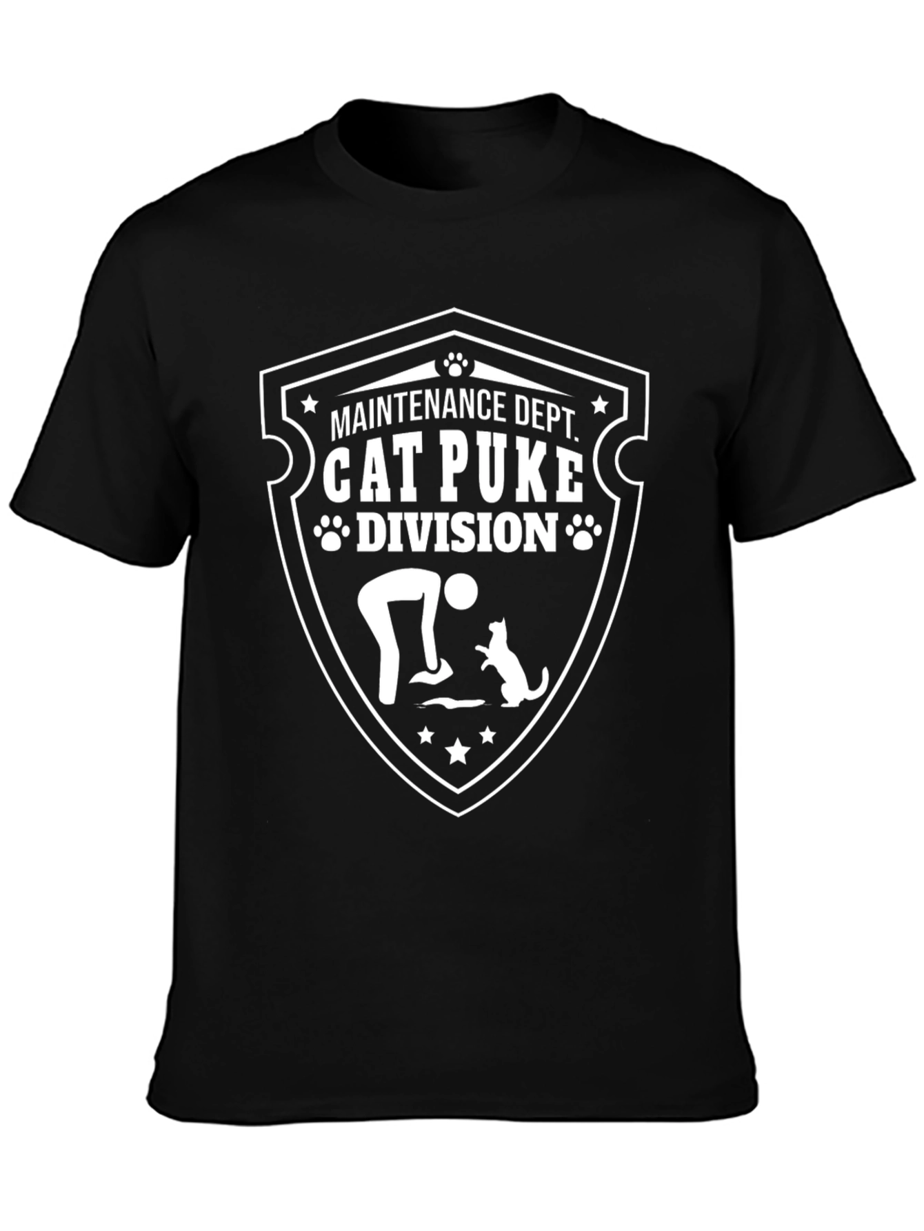 Cat Puke Division T-Shirt - Maintenance Dept Funny Tee