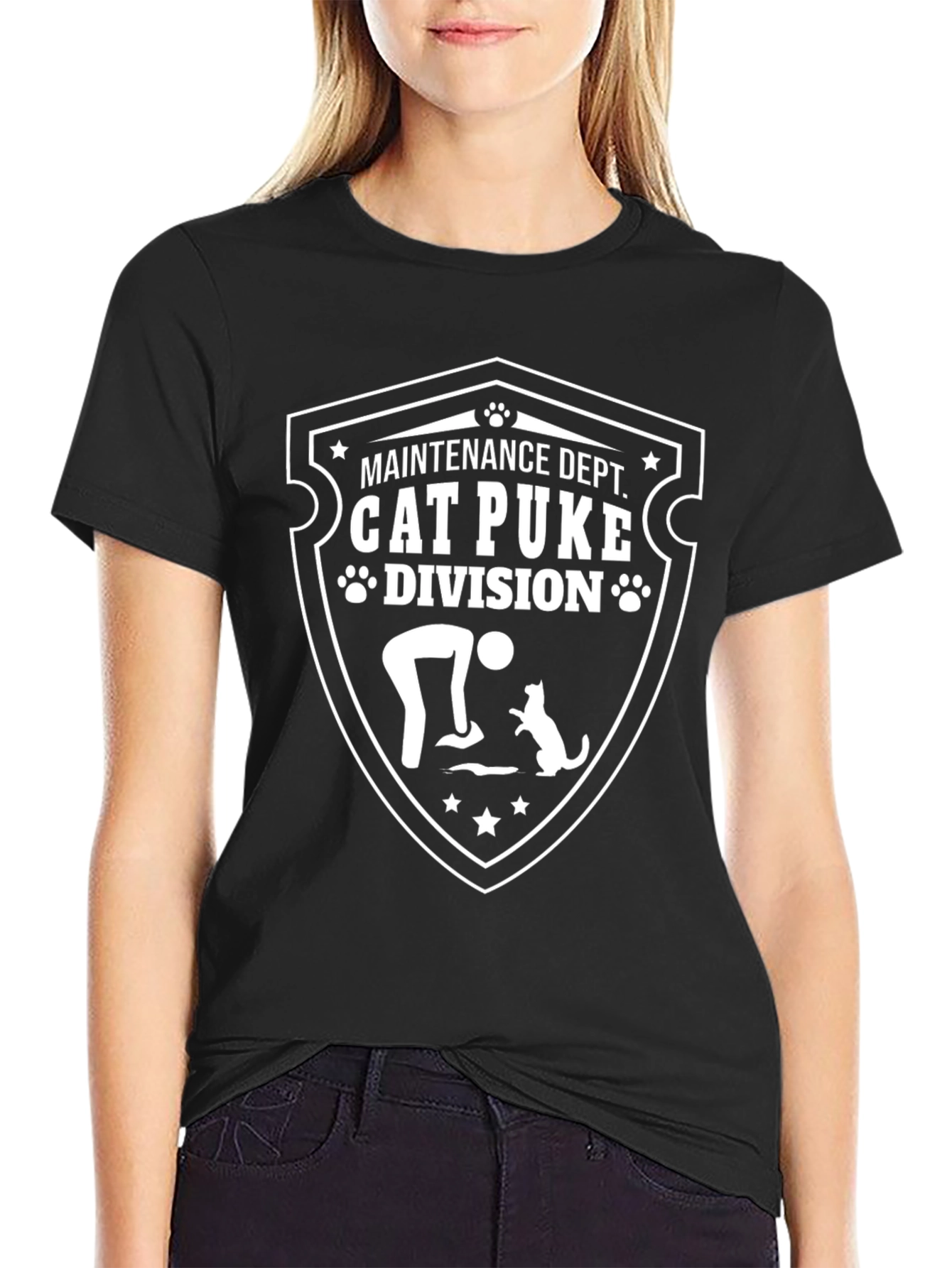 Cat Puke Division T-Shirt - Maintenance Dept Funny Tee