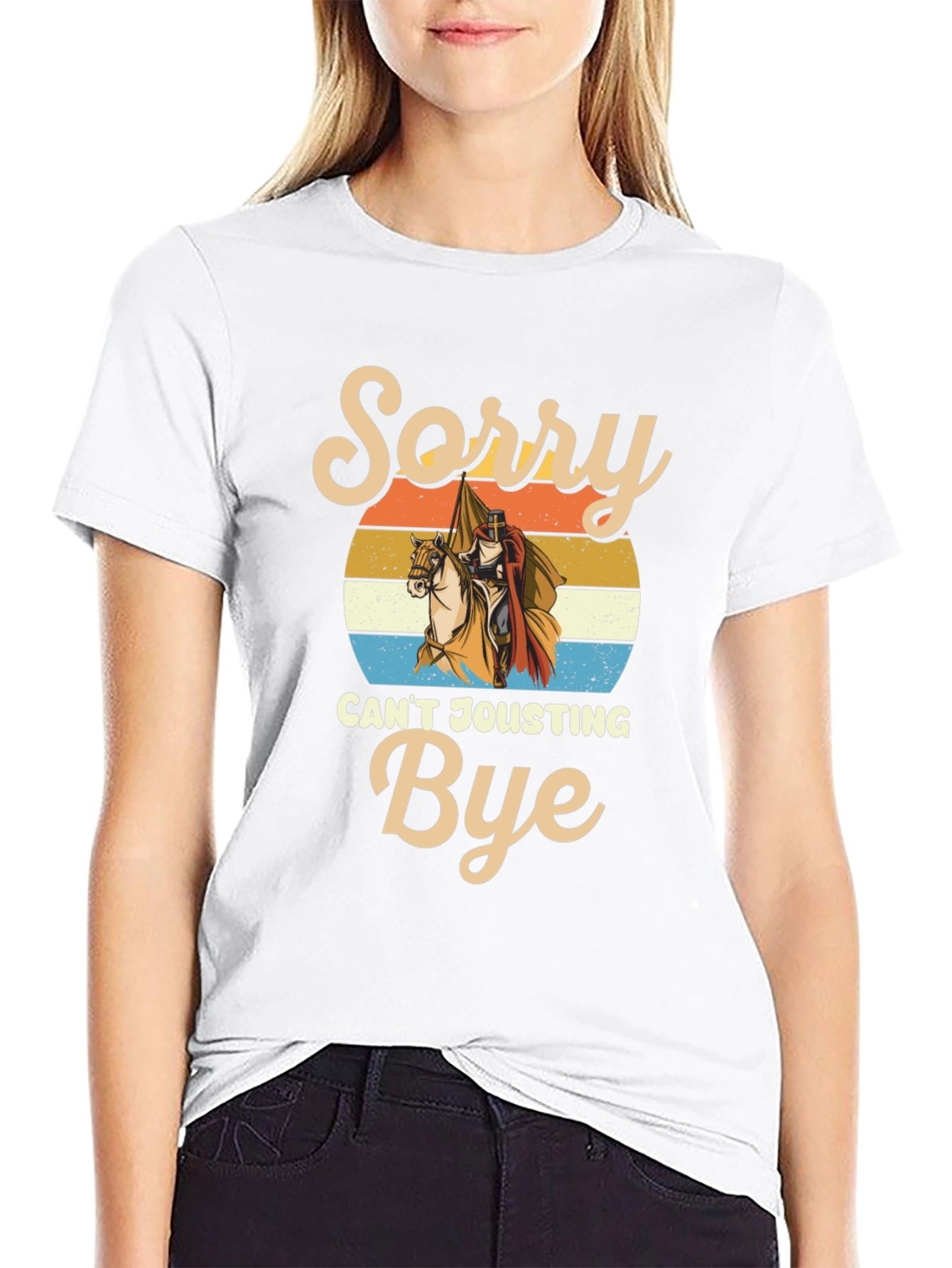 Sorry Cant Jousting Bye Funny Medieval Knight T-Shirt