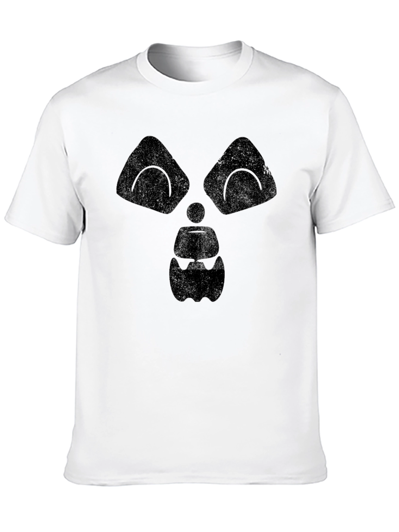 Mens Black Graphic Tee - Spooky Face Design