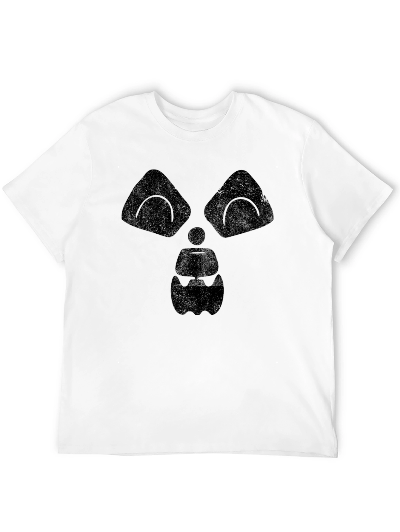 Mens Black Graphic Tee - Spooky Face Design