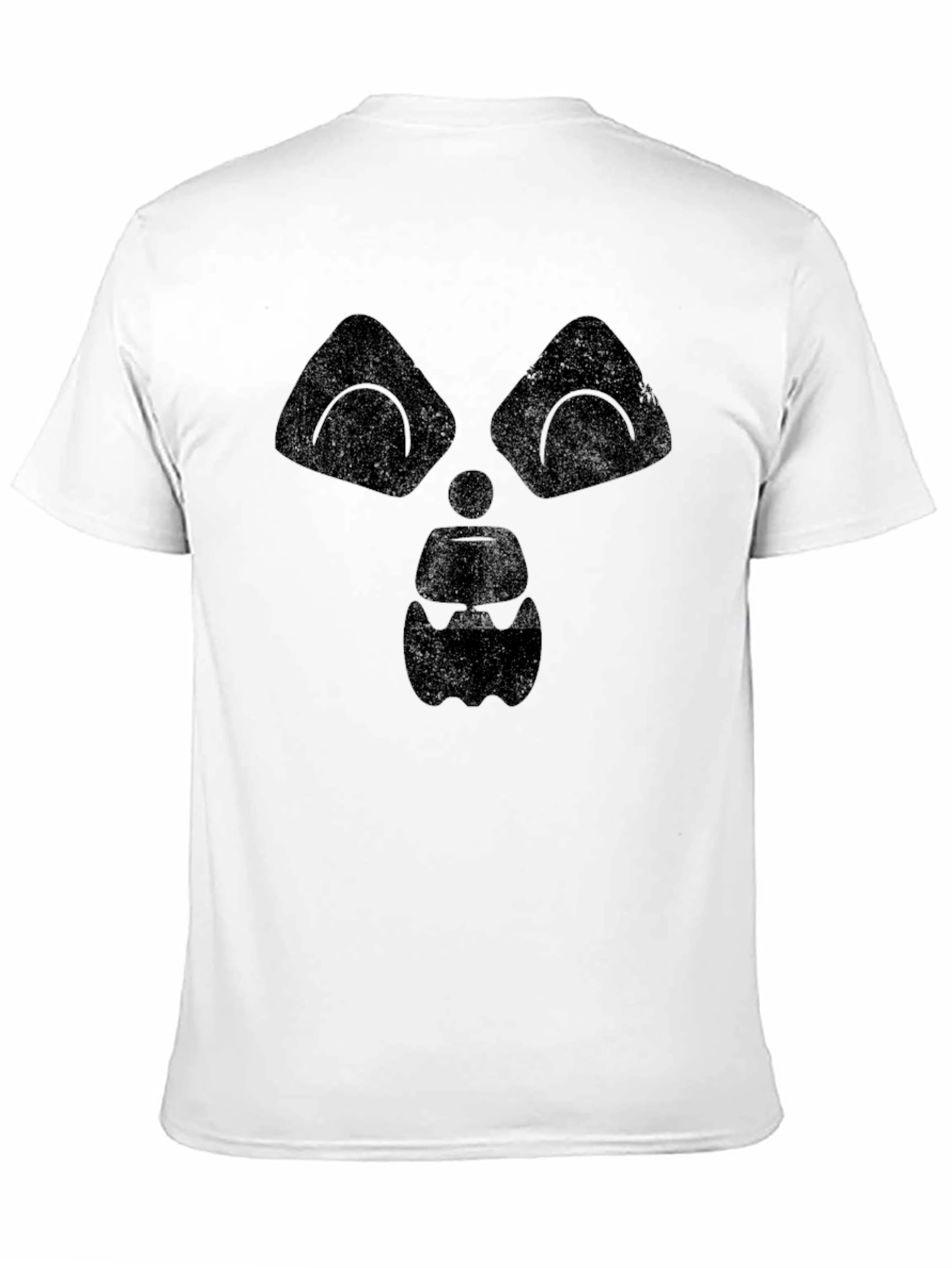 Mens Black Graphic Tee - Spooky Face Design