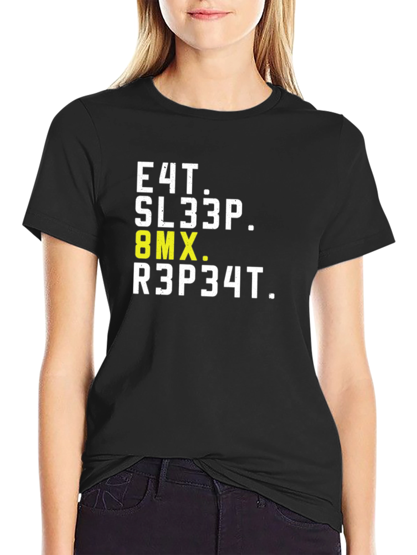 Eat Sleep BMX Repeat Black Graphic T-Shirt