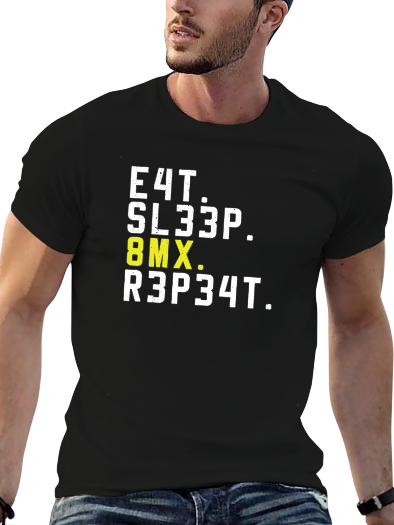 Eat Sleep BMX Repeat Black Graphic T-Shirt