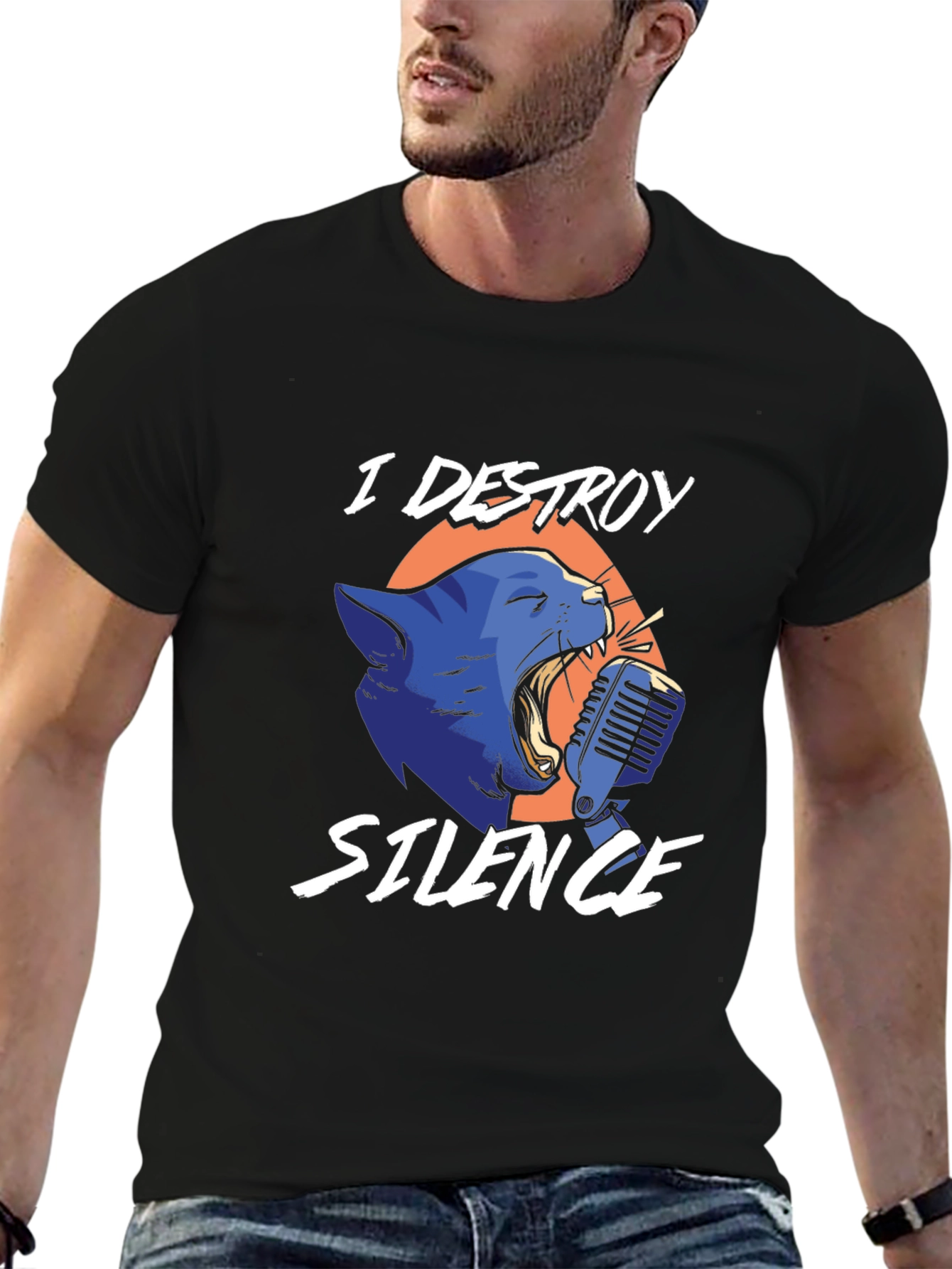 I Destroy Silence Cat T-Shirt