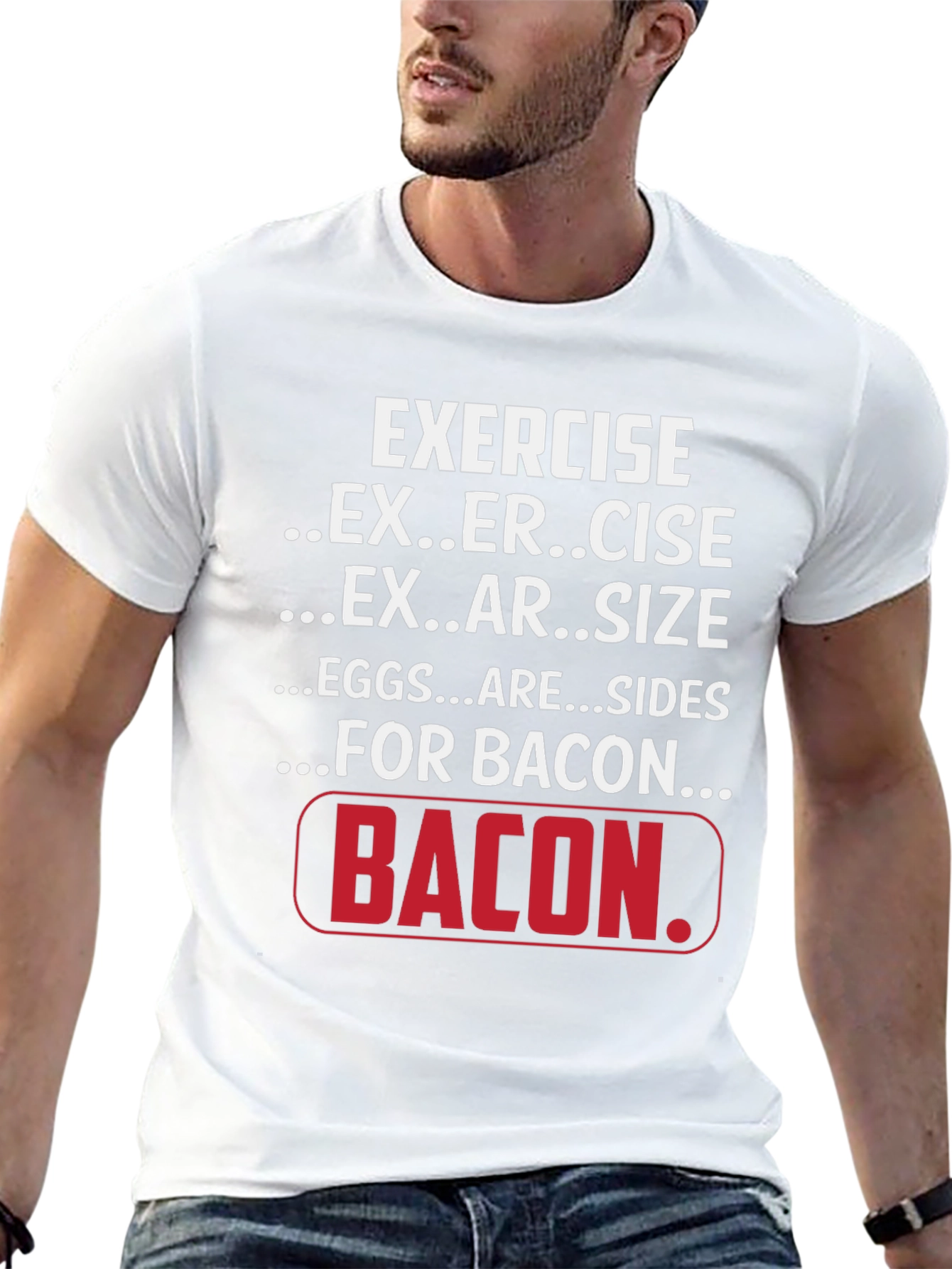 Exercise for Bacon Black Graphic T-Shirt