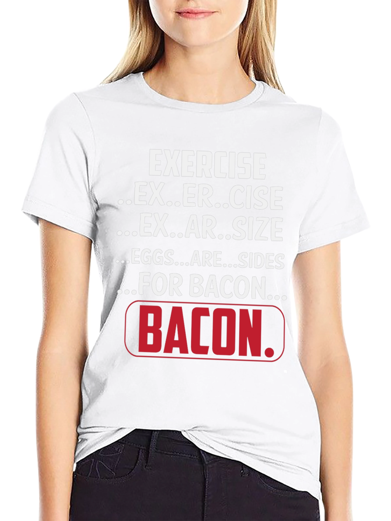 Exercise for Bacon Black Graphic T-Shirt