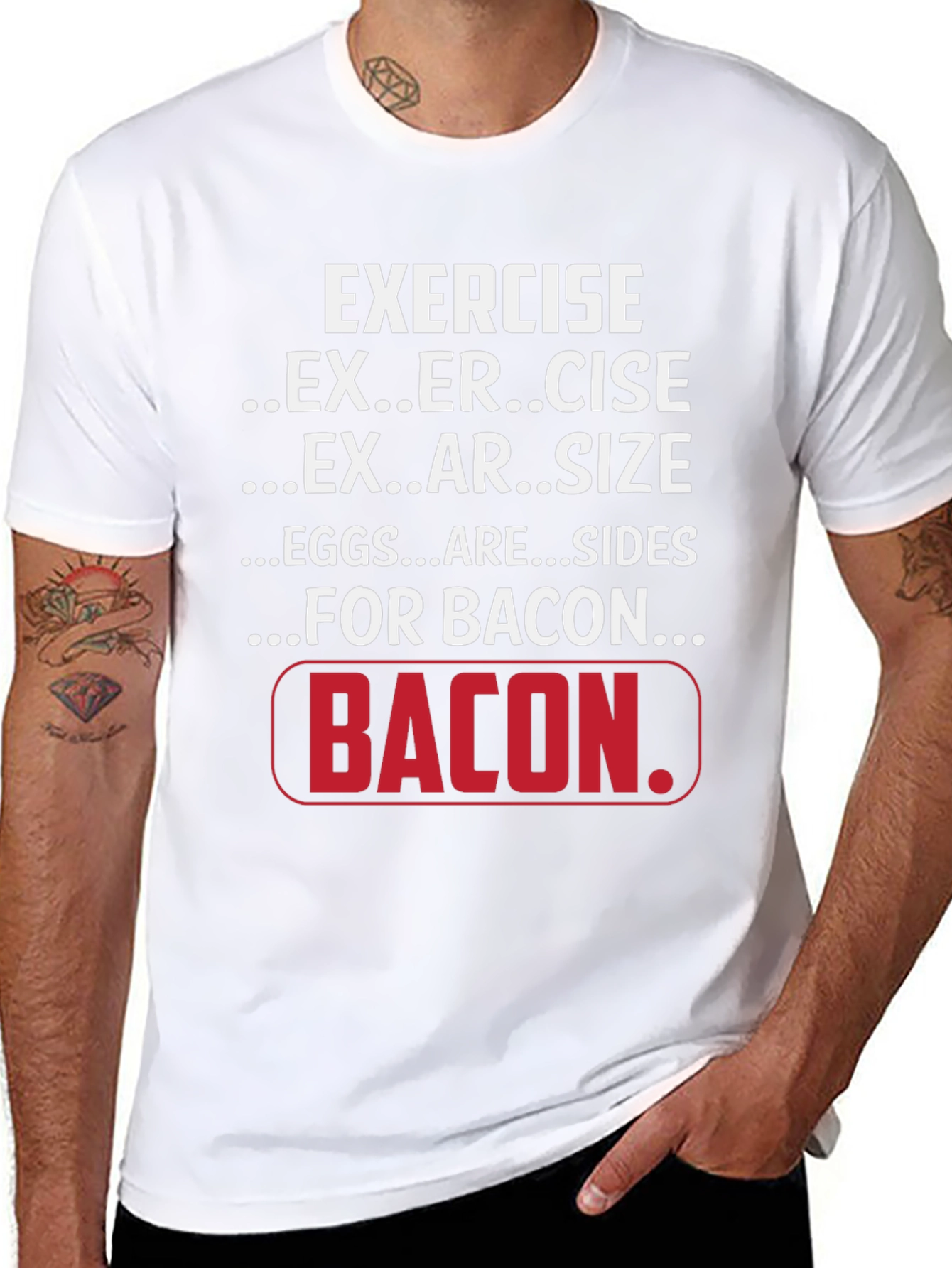 Exercise for Bacon Black Graphic T-Shirt