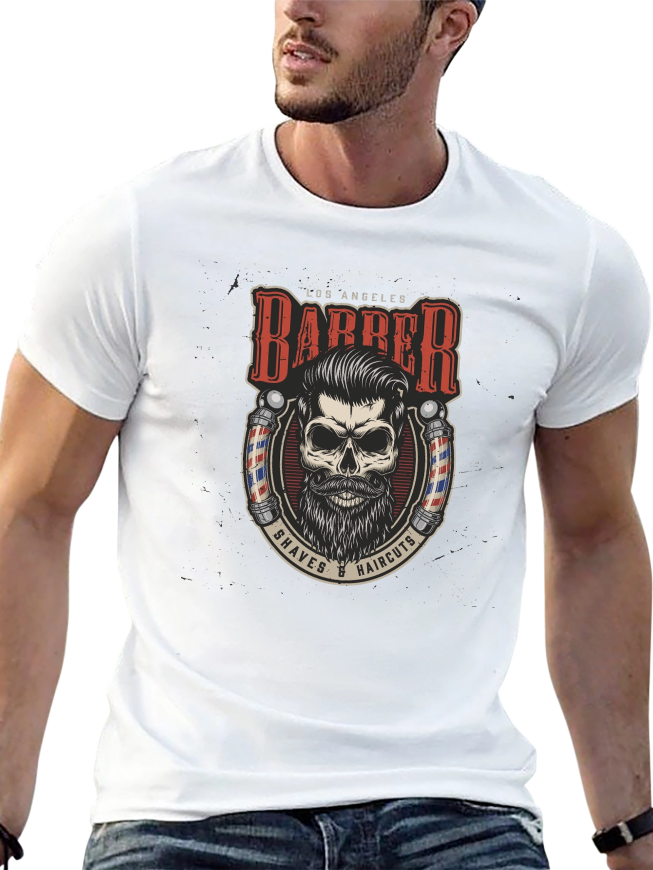 Los Angeles Barber Skull Graphic Tee