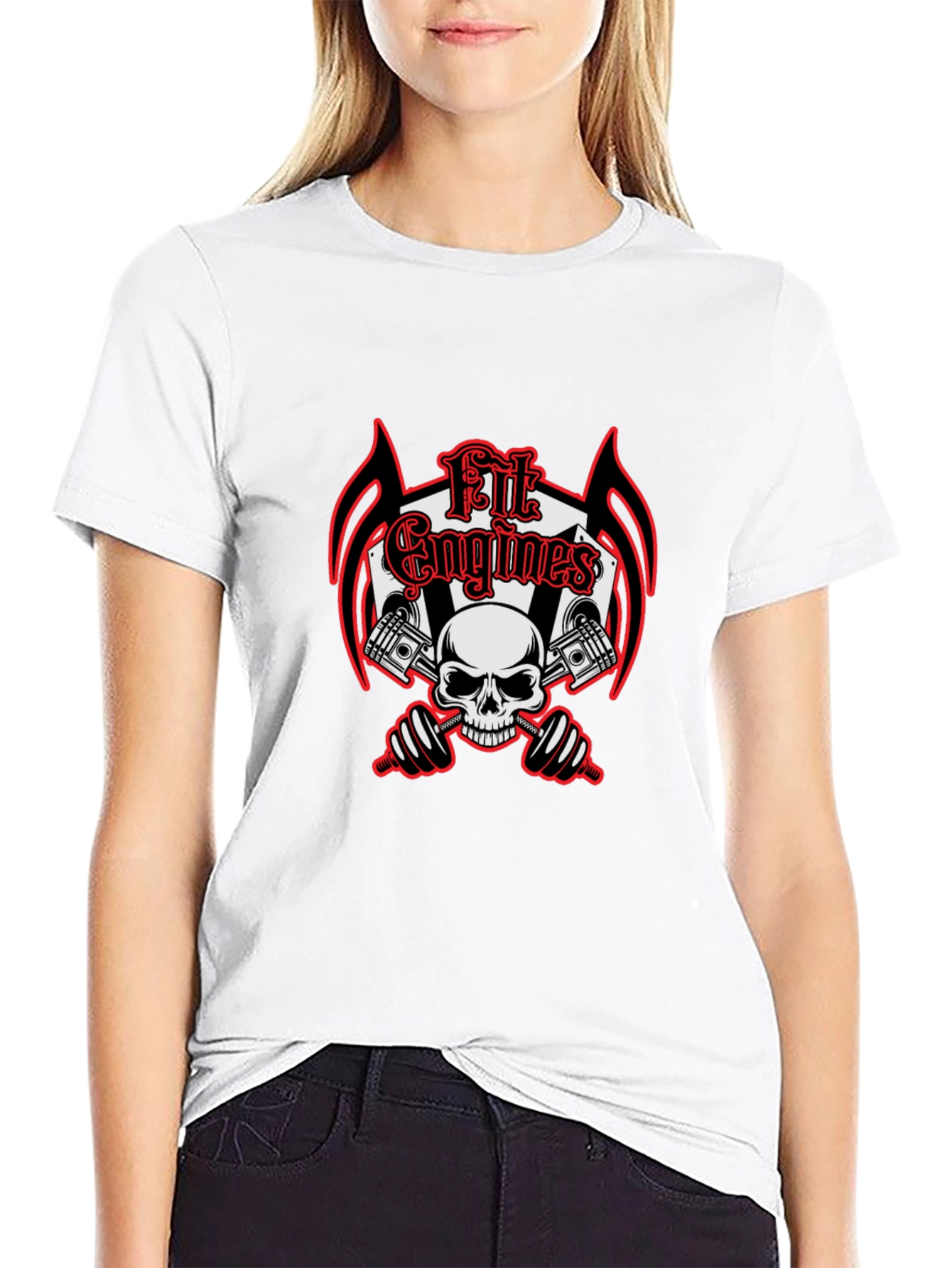 Fit Engines Skull & Dumbbells Graphic T-Shirt