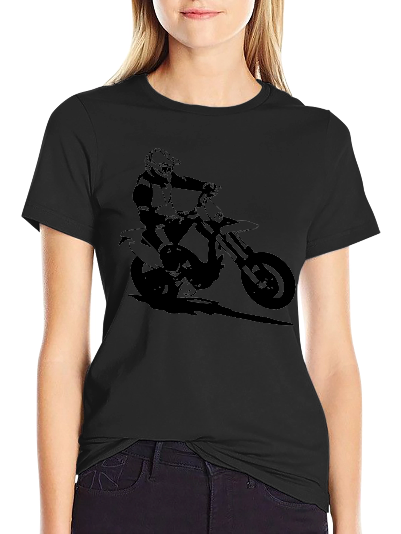 Black Motorcycle Rider Graphic Tee