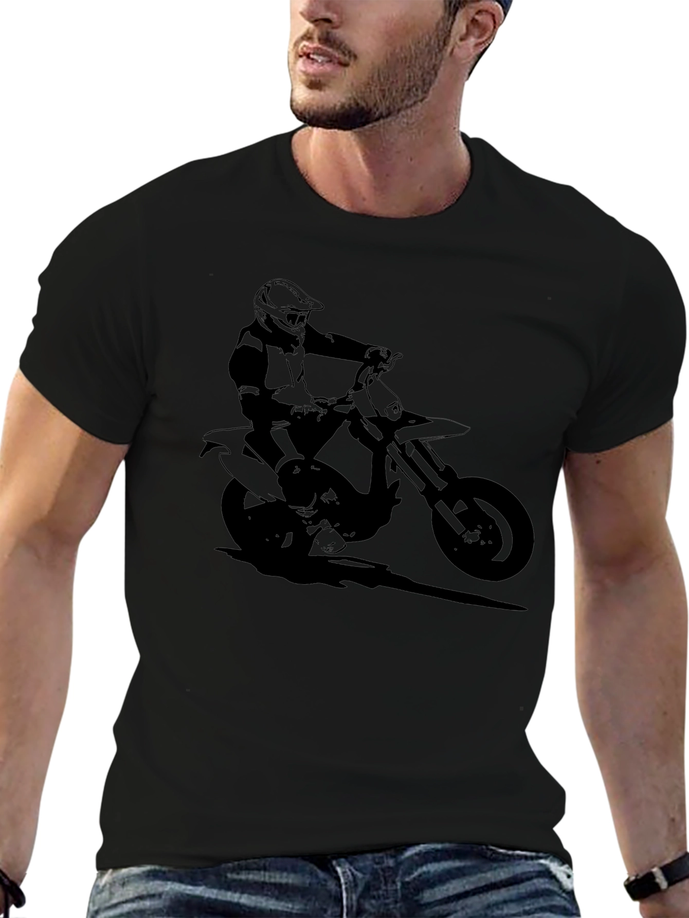 Black Motorcycle Rider Graphic Tee