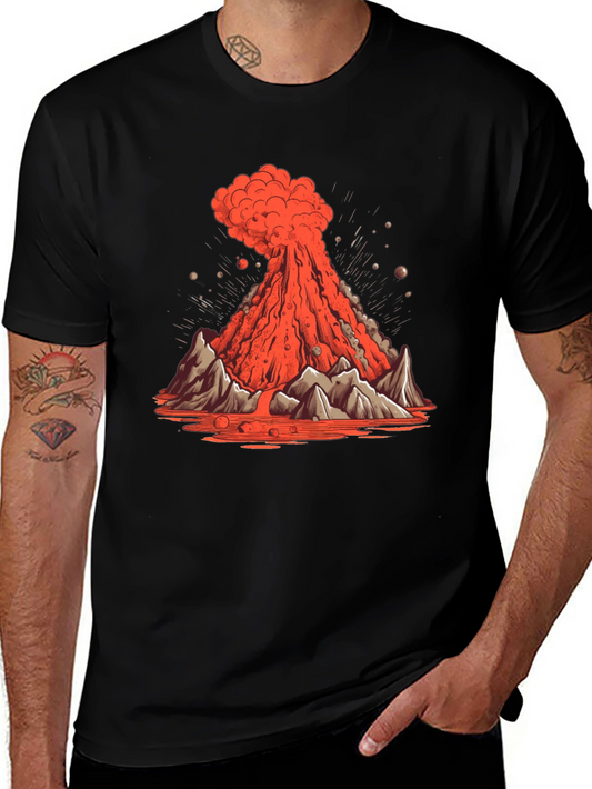 Volcano Eruption Graphic Tee - Lava Mountain Design