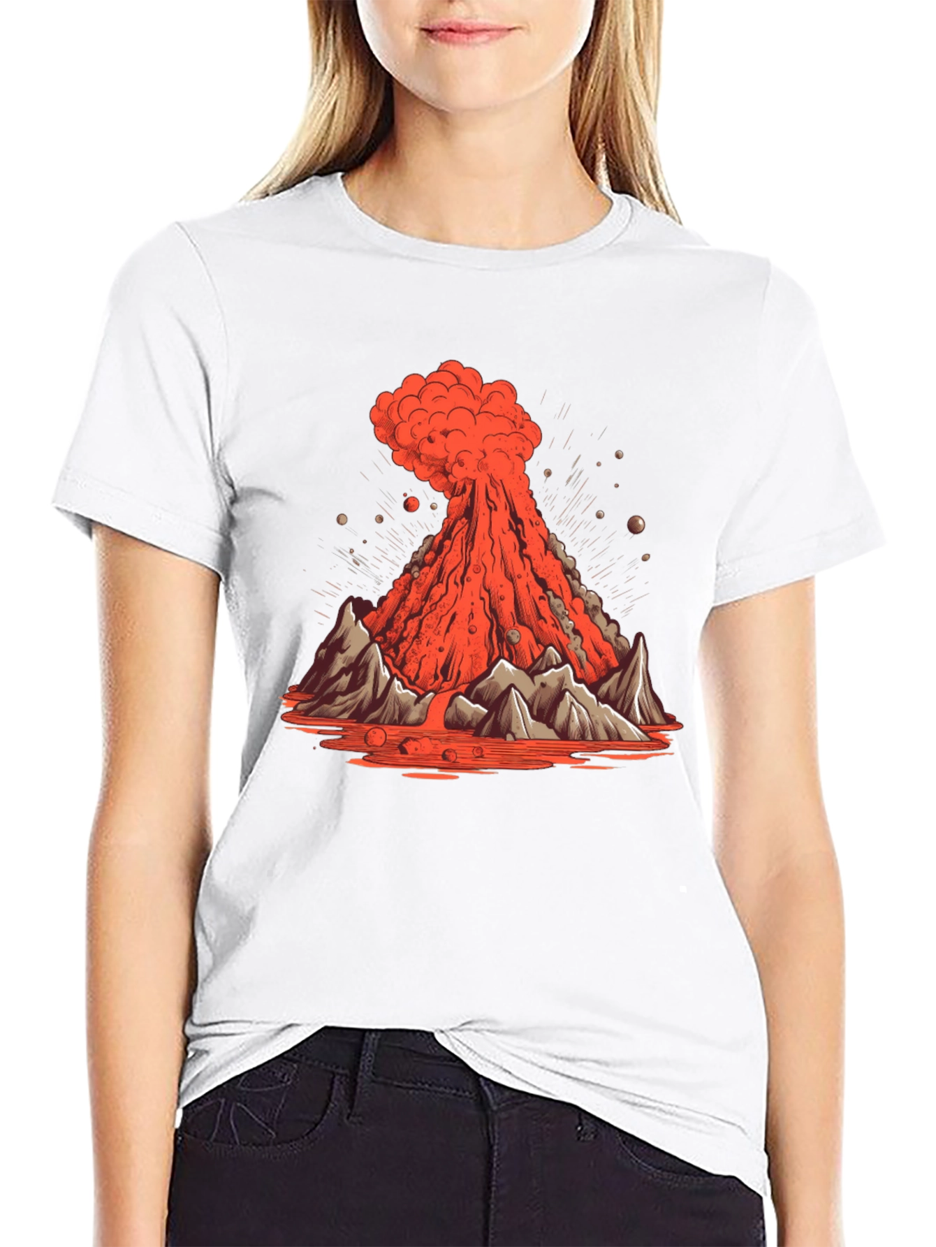 Volcano Eruption Graphic Tee - Lava Mountain Design