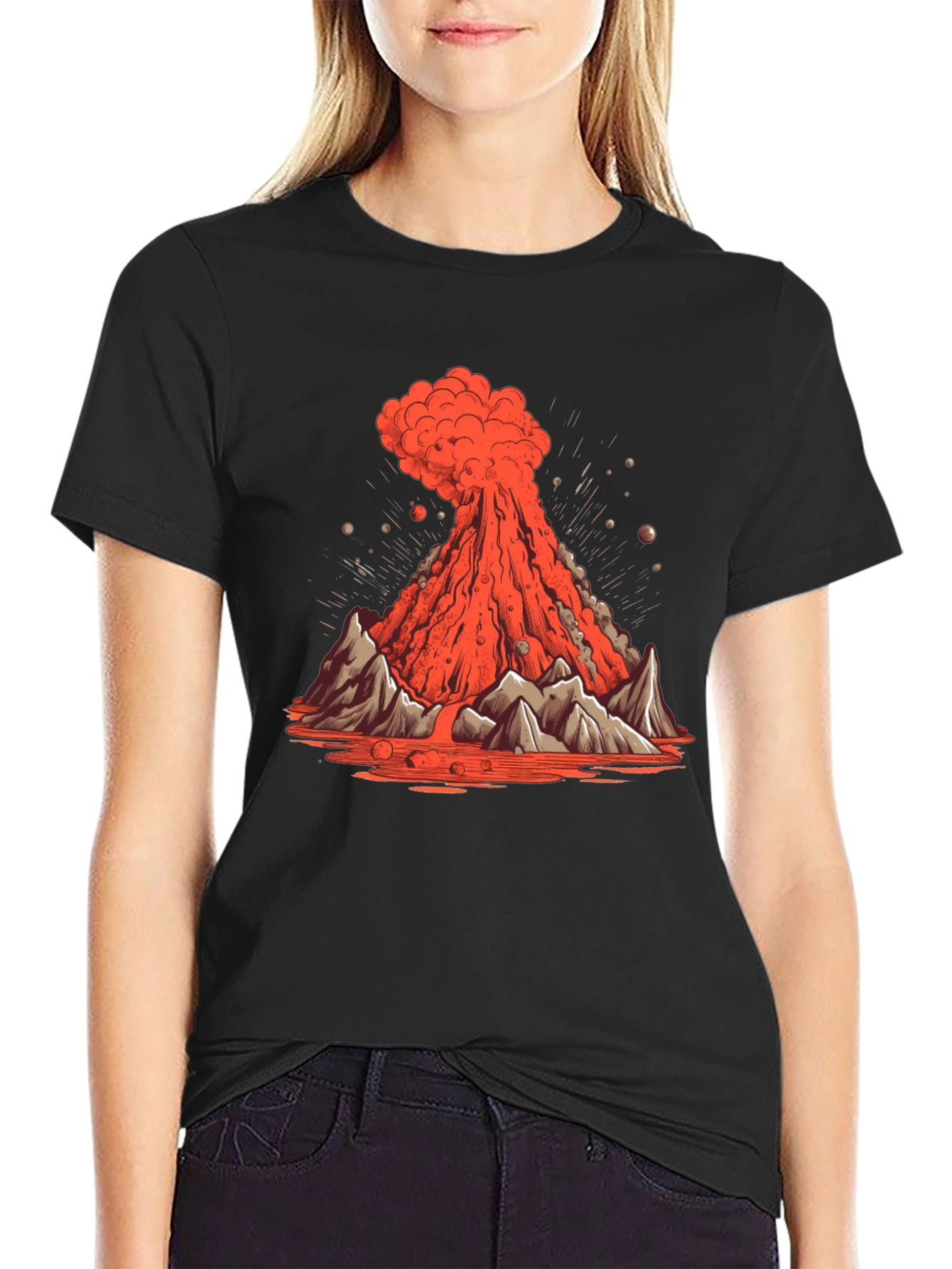 Volcano Eruption Graphic Tee - Lava Mountain Design