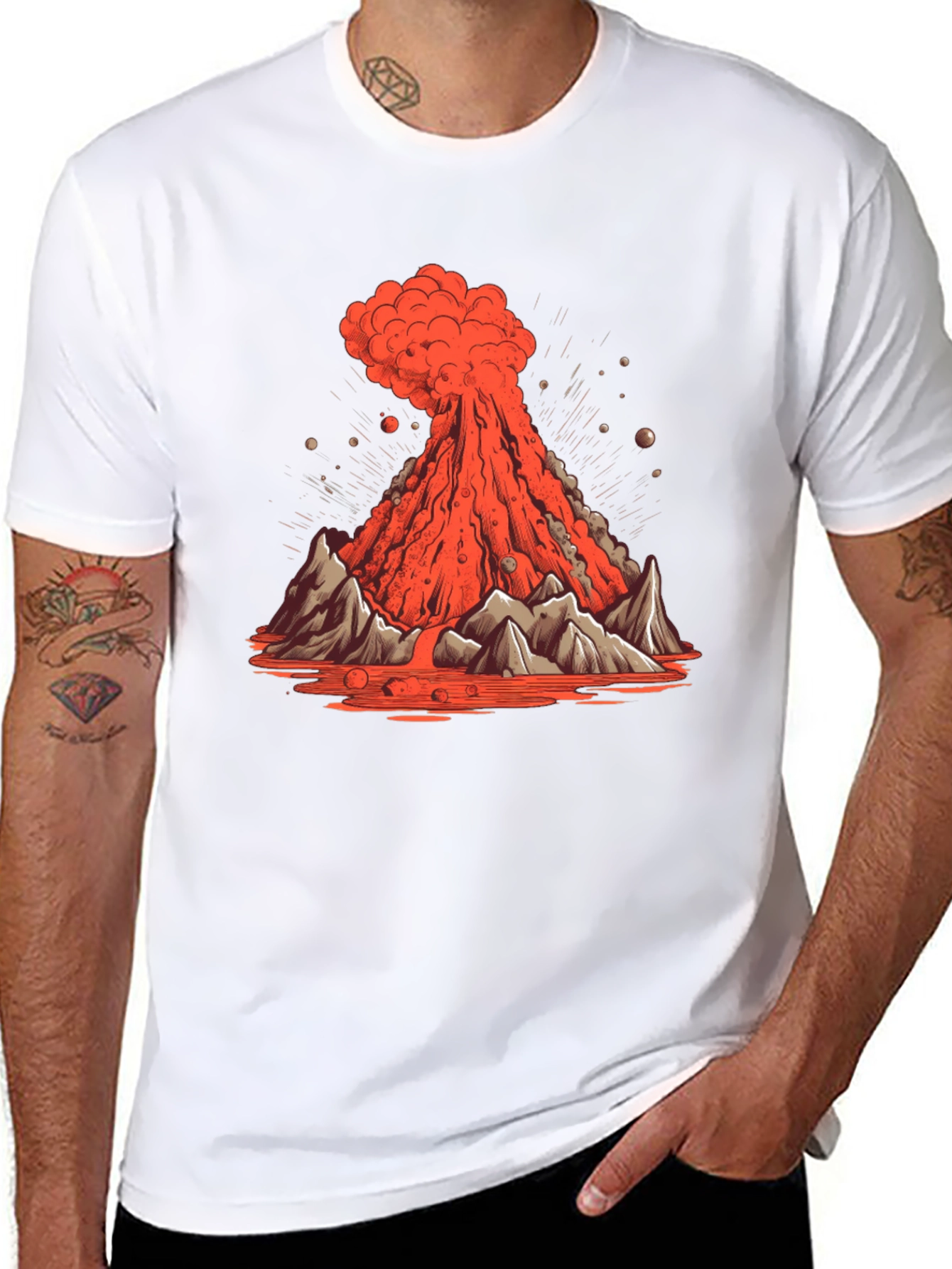 Volcano Eruption Graphic Tee - Lava Mountain Design