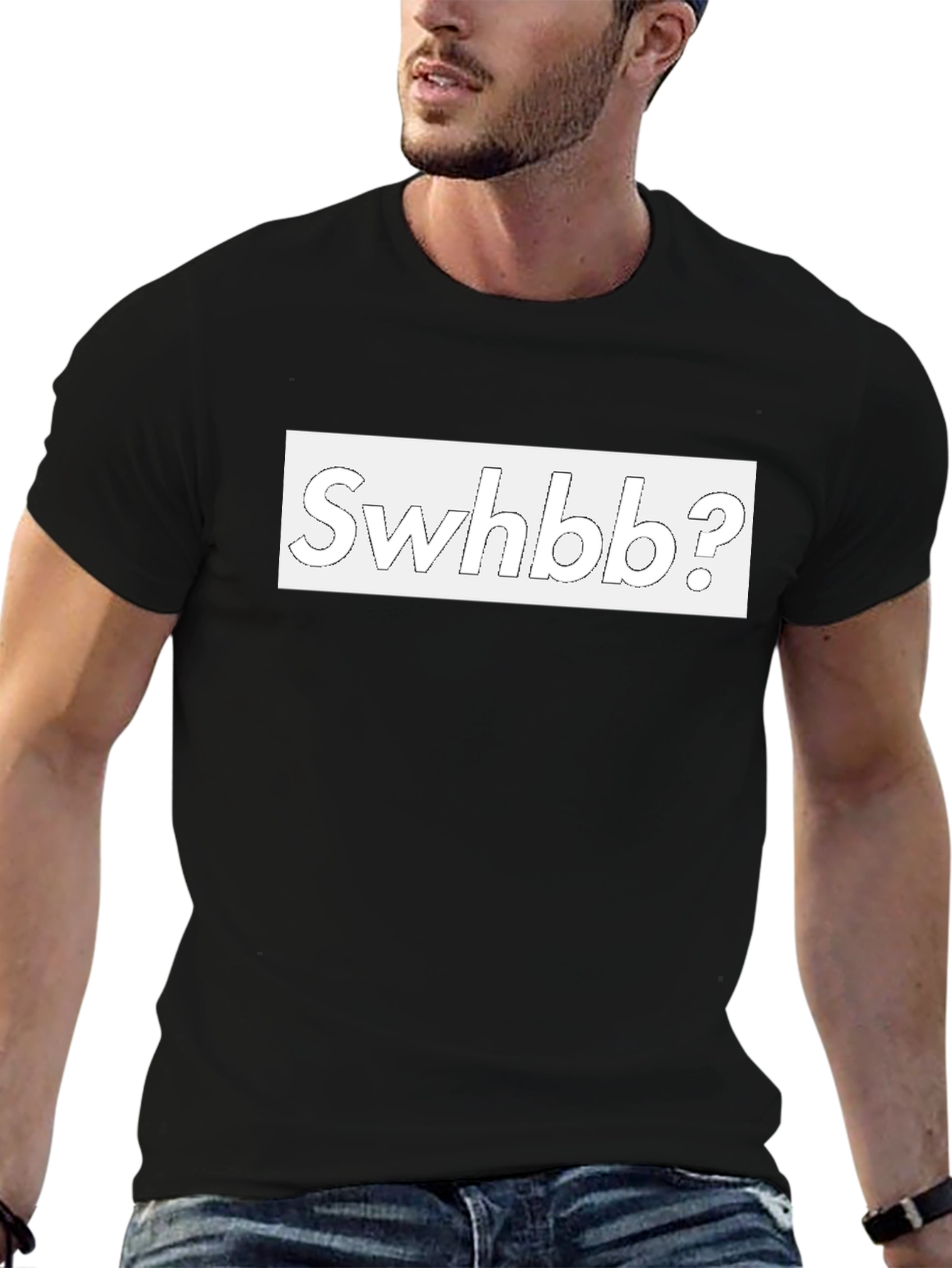 Swhbb? Graphic Print Black T-Shirt for Men