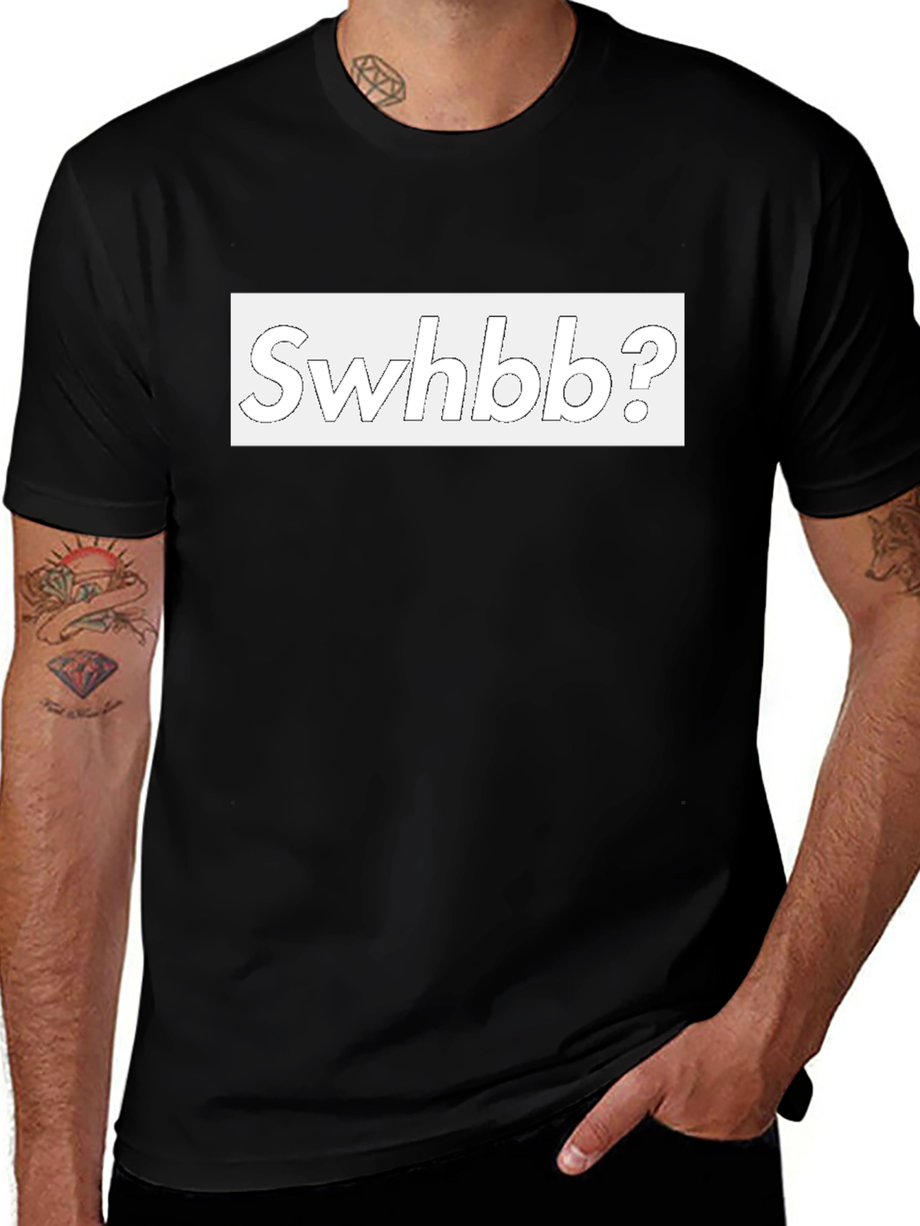 Swhbb? Graphic Print Black T-Shirt for Men