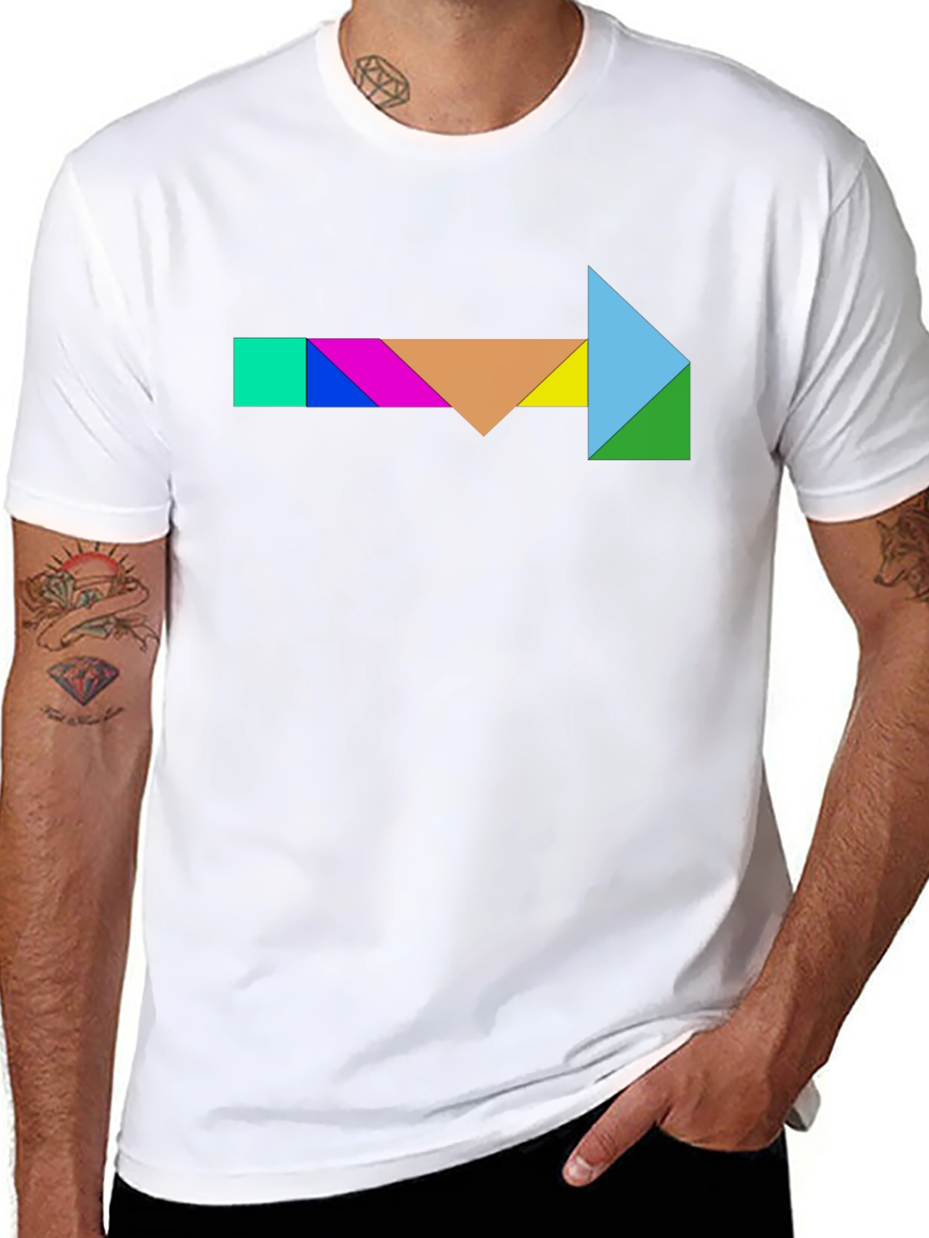 Geometric Tangram Arrow T-Shirt - Unique Design