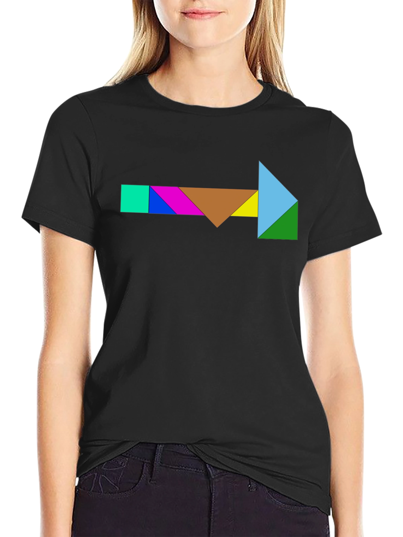 Geometric Tangram Arrow T-Shirt - Unique Design