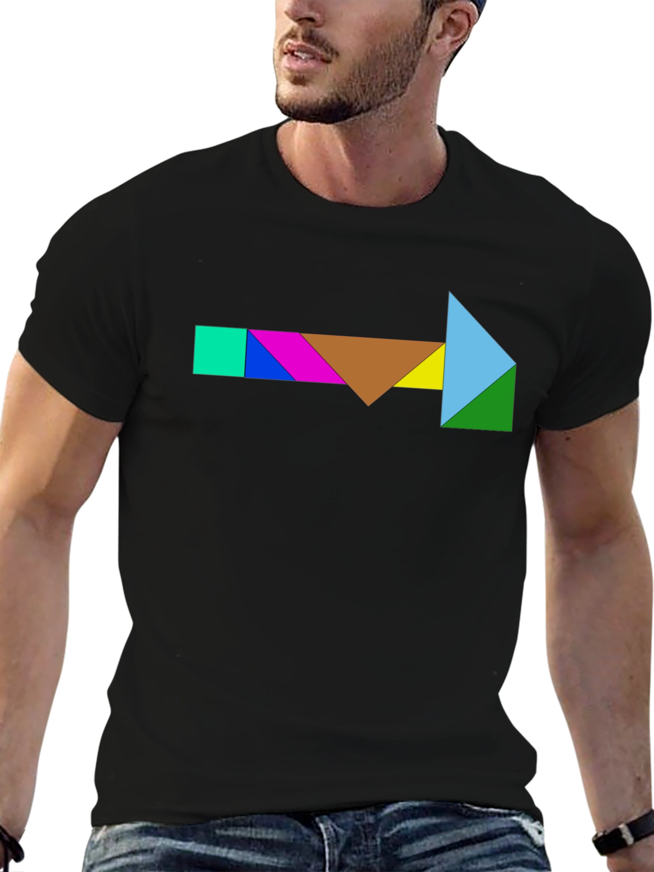 Geometric Tangram Arrow T-Shirt - Unique Design