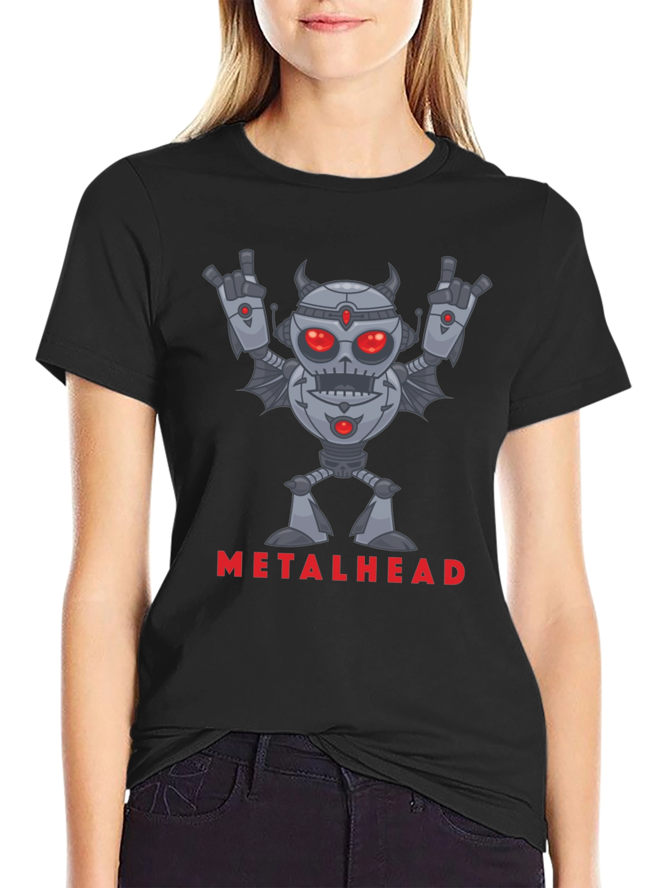 Metalhead Robot Graphic Black T-Shirt