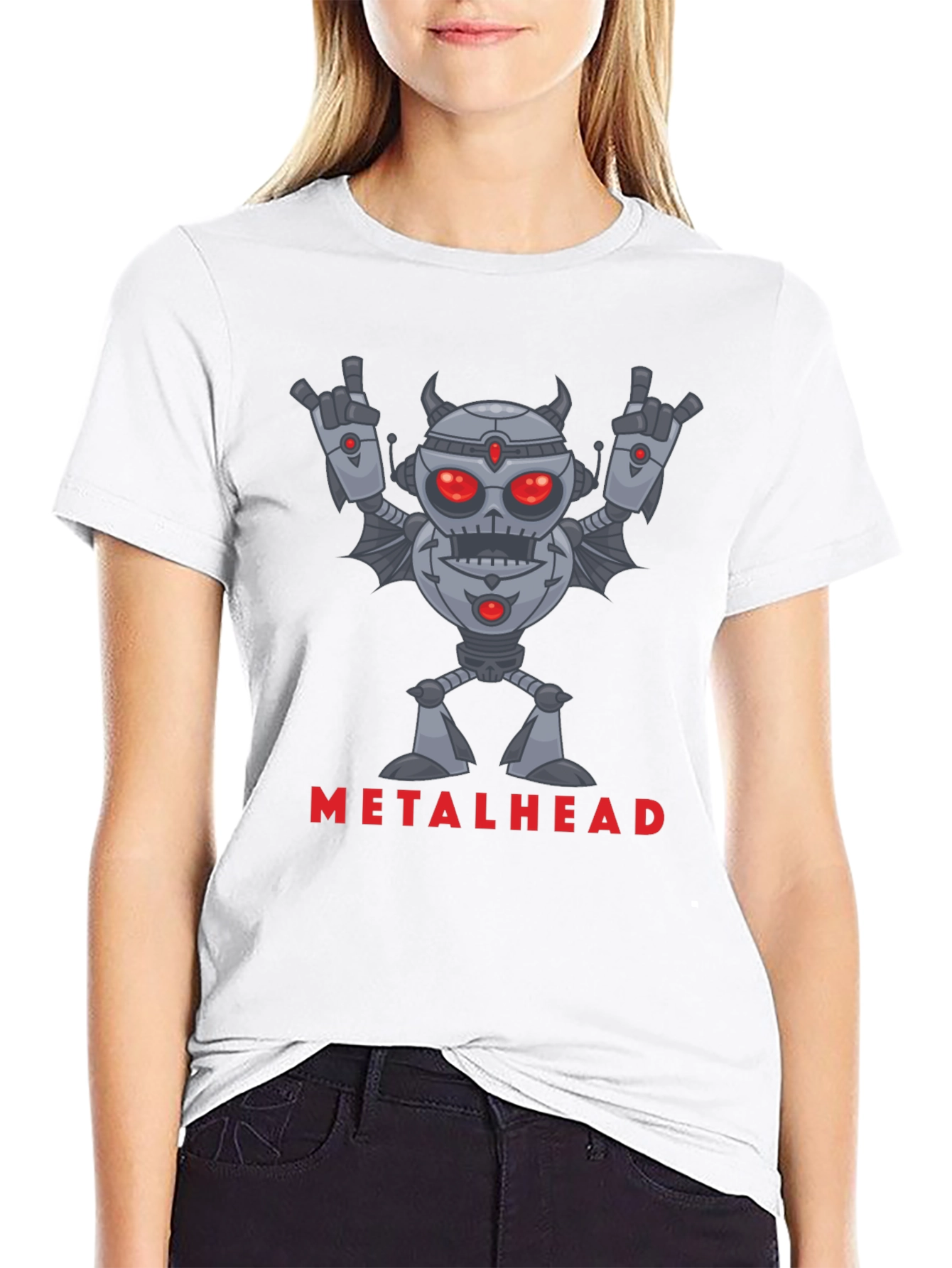 Metalhead Robot Graphic Black T-Shirt