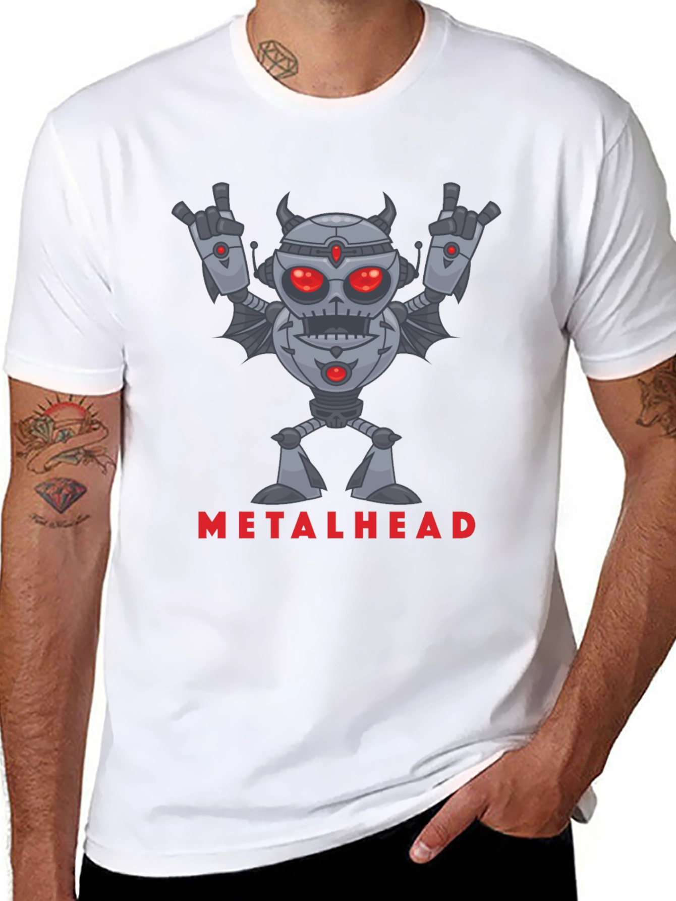 Metalhead Robot Graphic Black T-Shirt