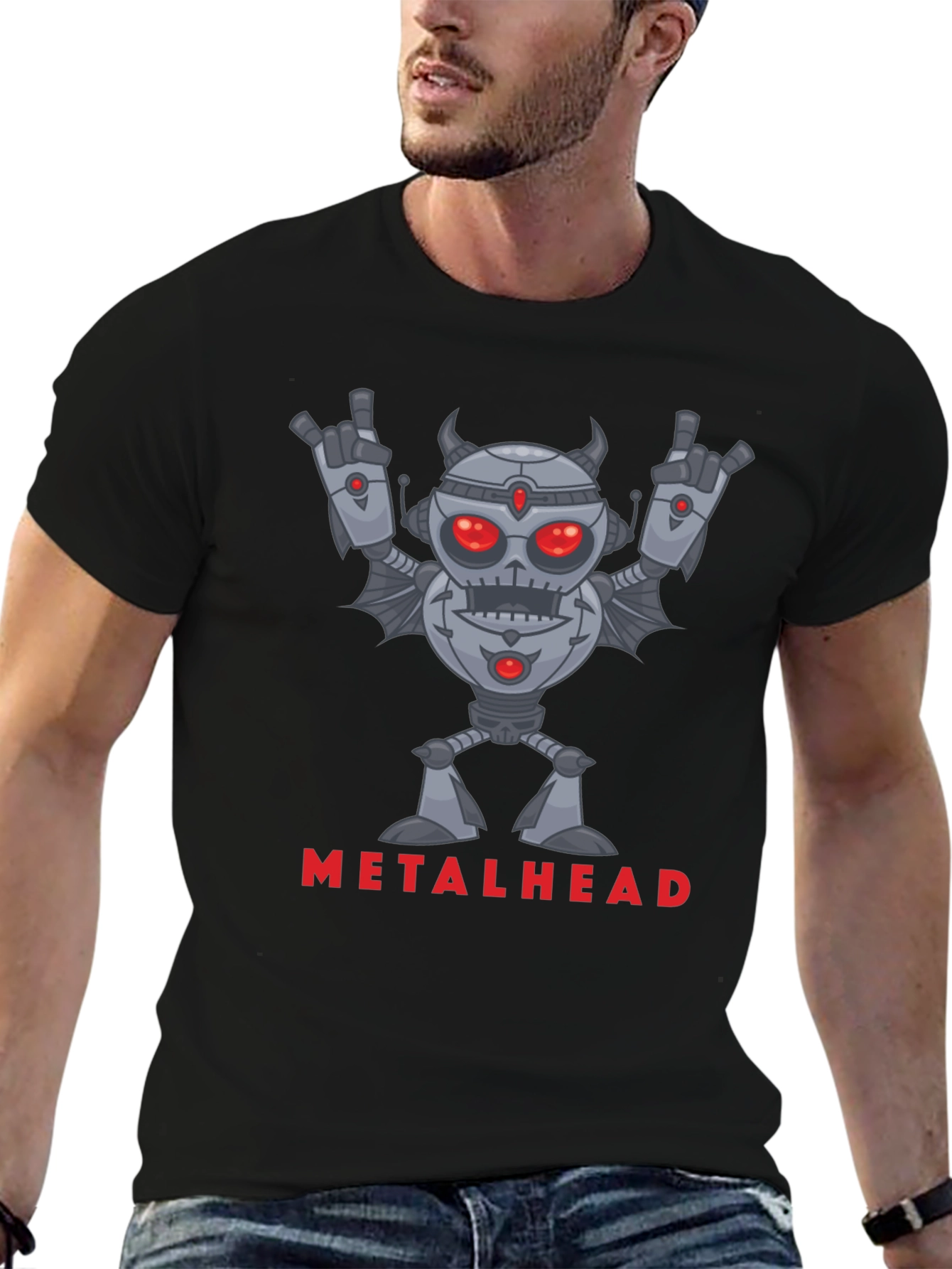 Metalhead Robot Graphic Black T-Shirt