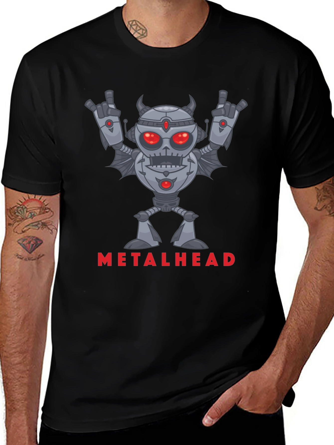 Metalhead Robot Graphic Black T-Shirt