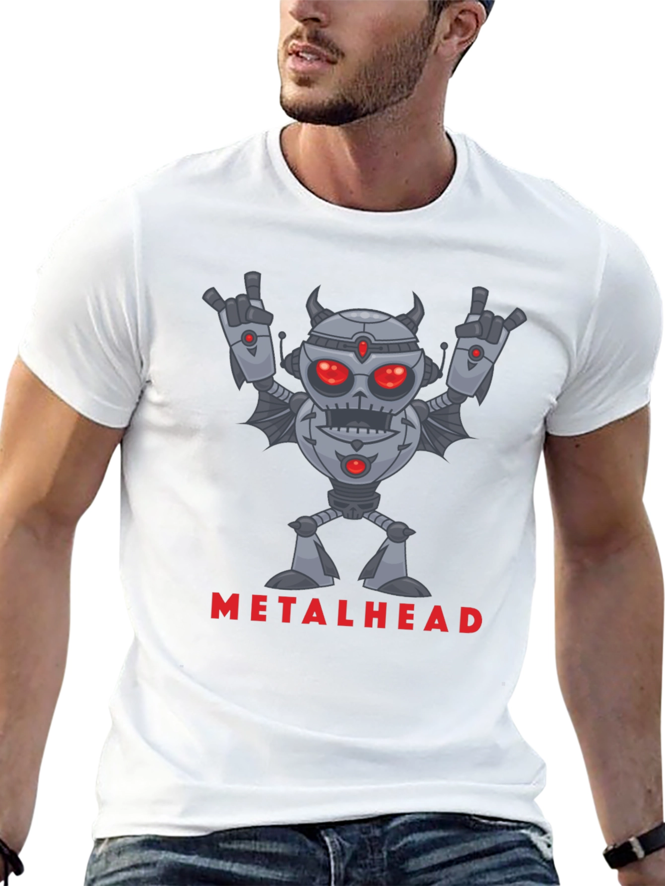 Metalhead Robot Graphic Black T-Shirt