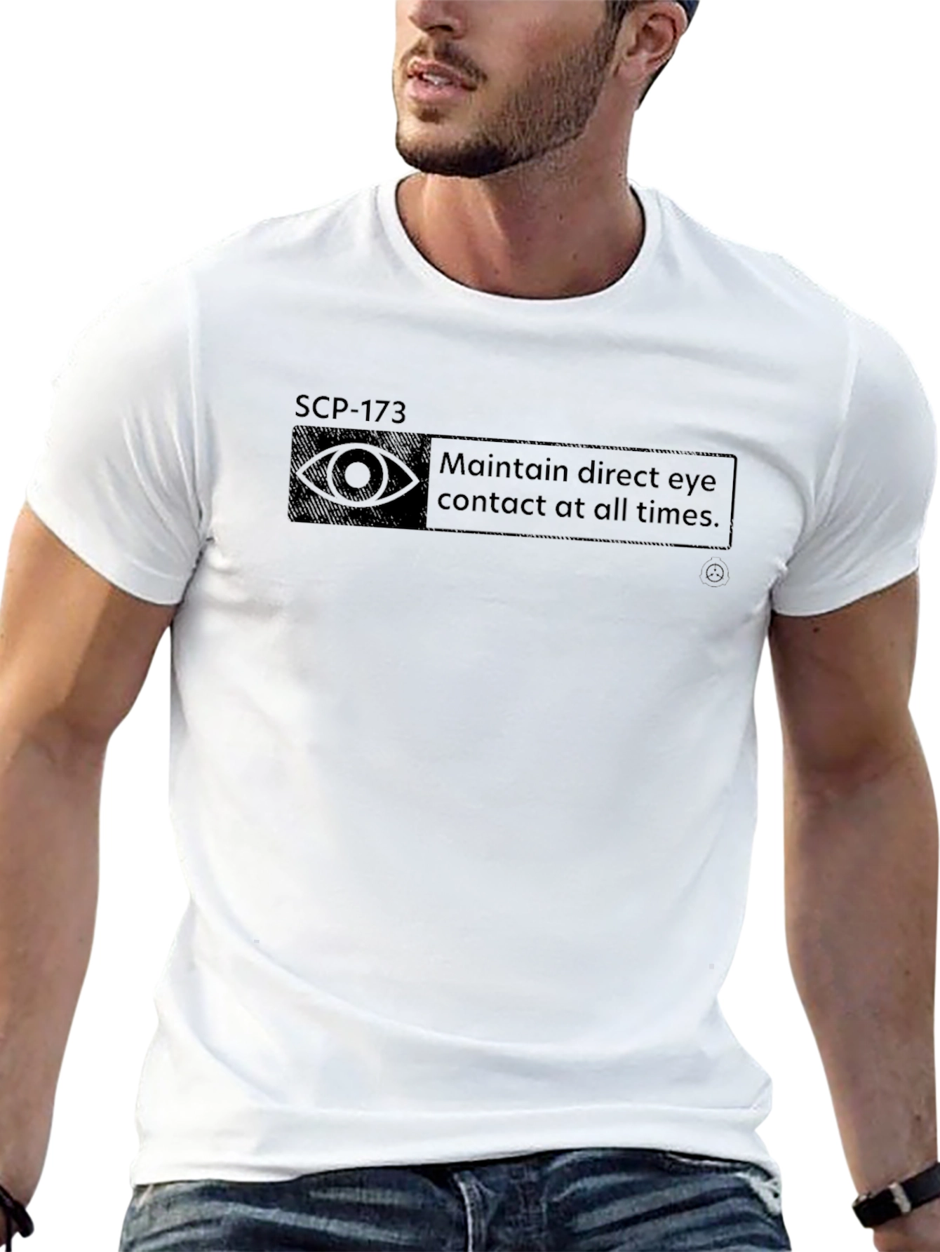 SCP-173 Eye Contact Warning T-Shirt - Foundation Containment Apparel