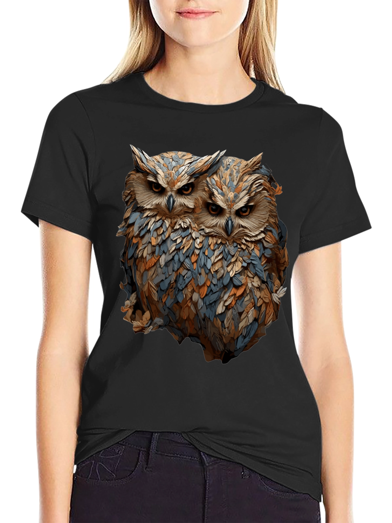 Owl Duo Graphic Tee - Unique Bird Lovers T-Shirt
