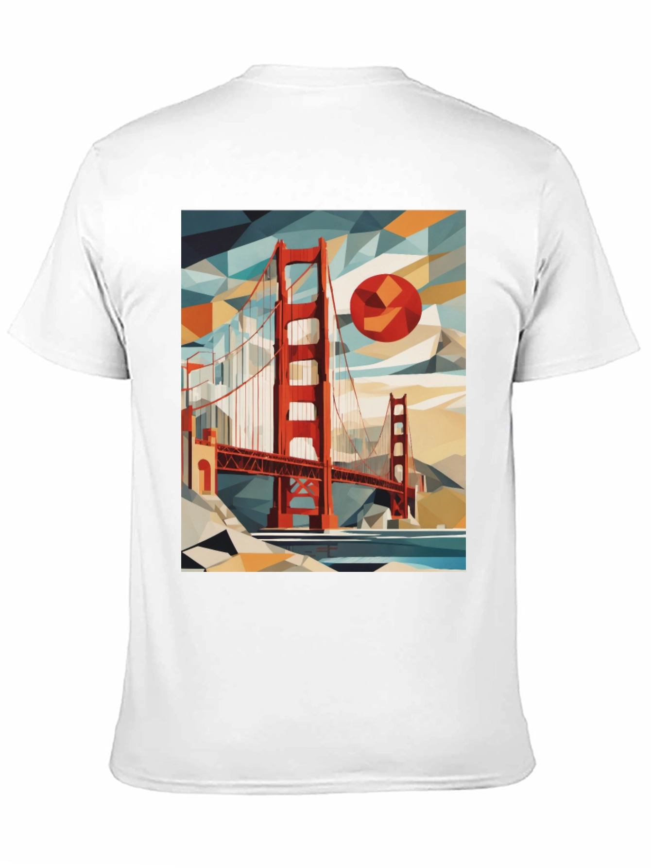 Golden Gate Bridge Geometric Art Black T-Shirt