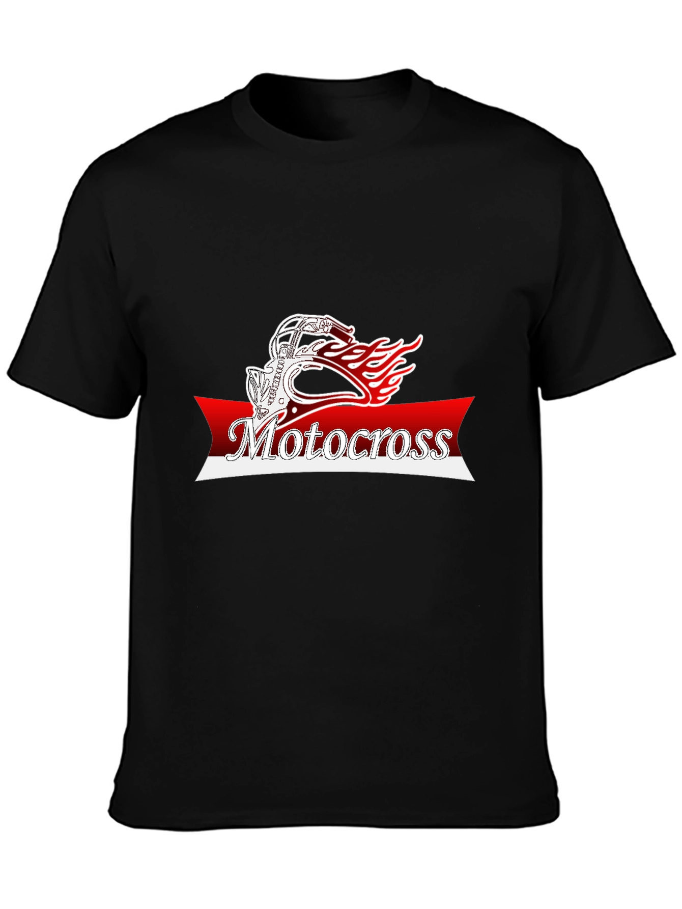 Motocross Helmet Flames Graphic T-Shirt - Black