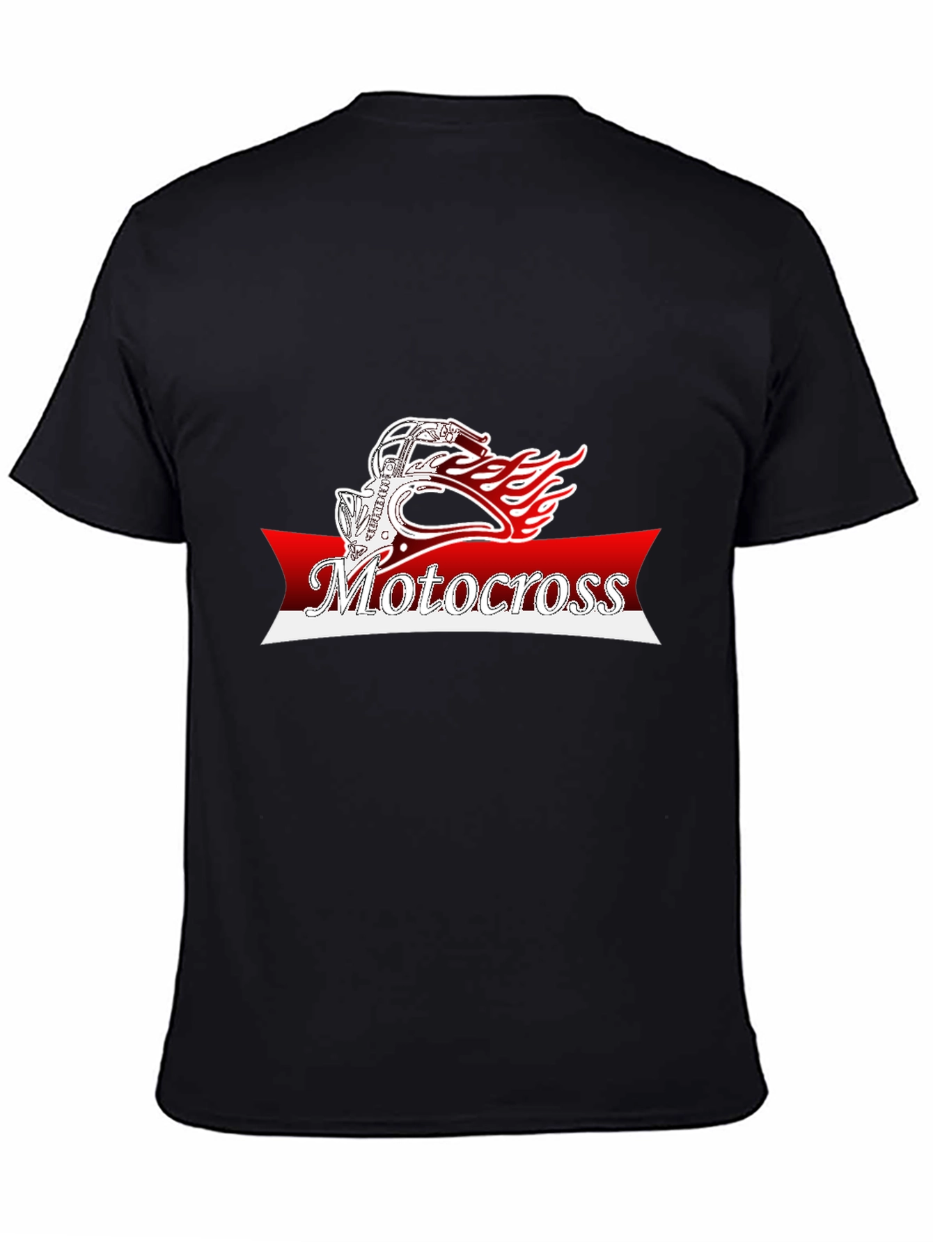 Motocross Helmet Flames Graphic T-Shirt - Black