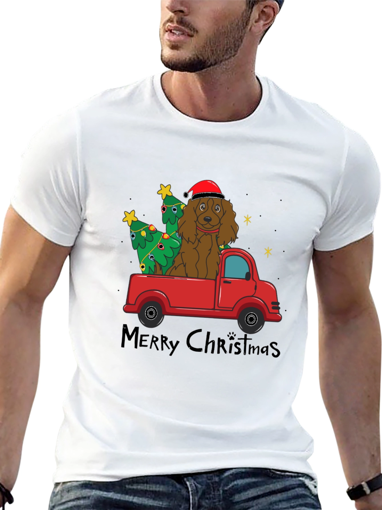 Festive Dog Christmas Truck T-Shirt