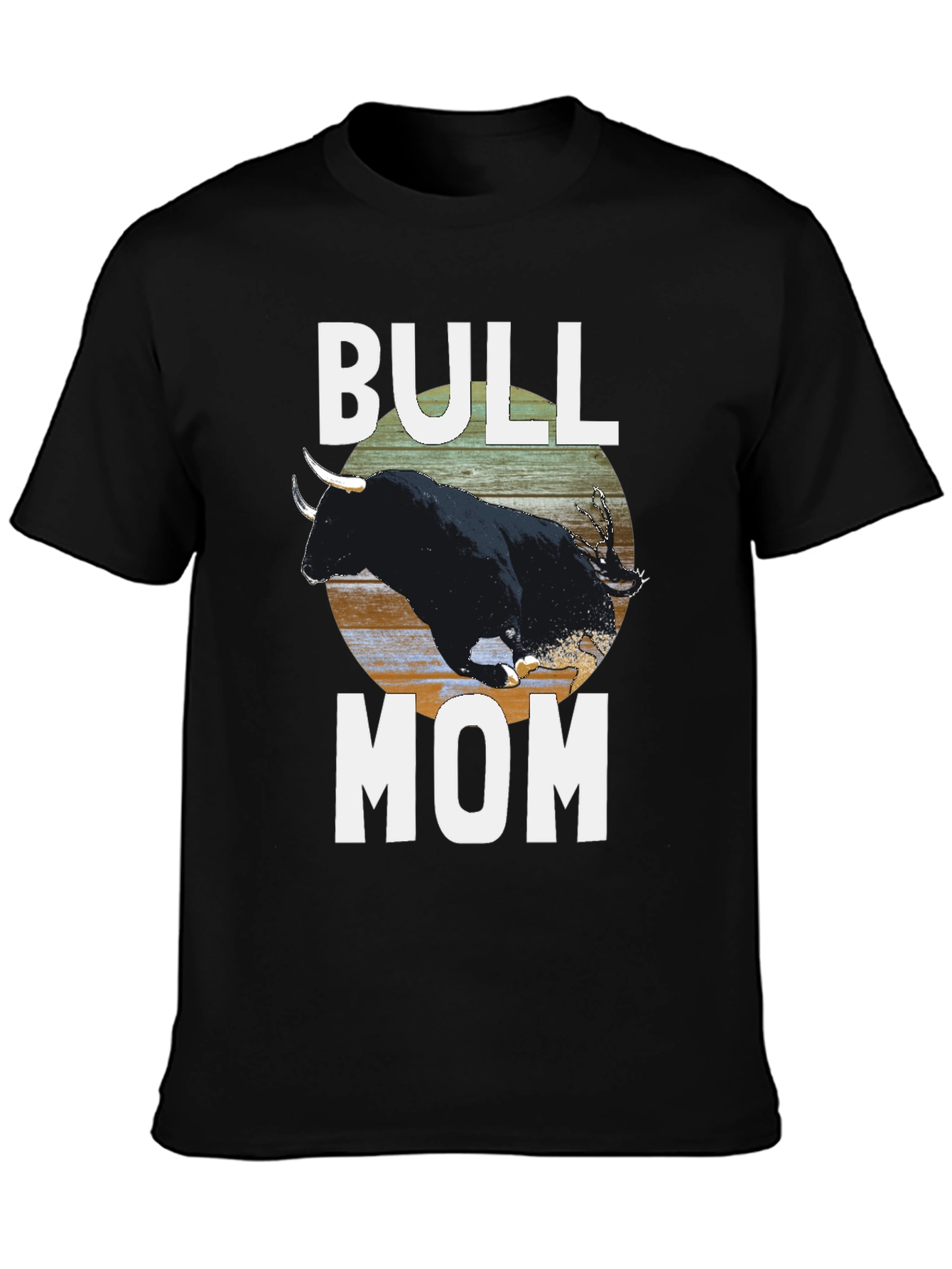 Bull Mom Graphic Tee - Black Crew Neck T-Shirt