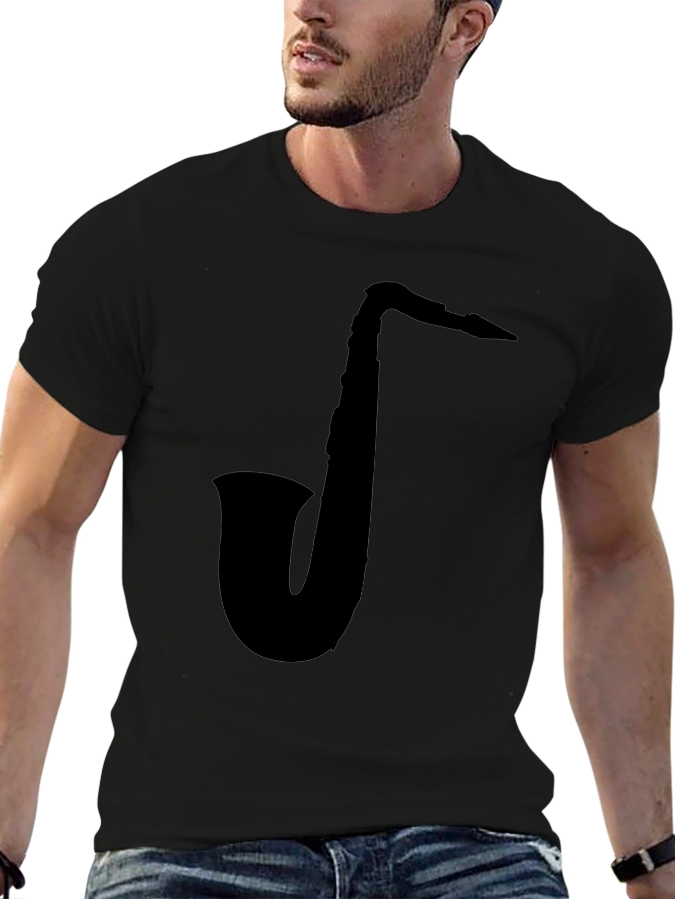 Saxophone Graphic Black T-Shirt